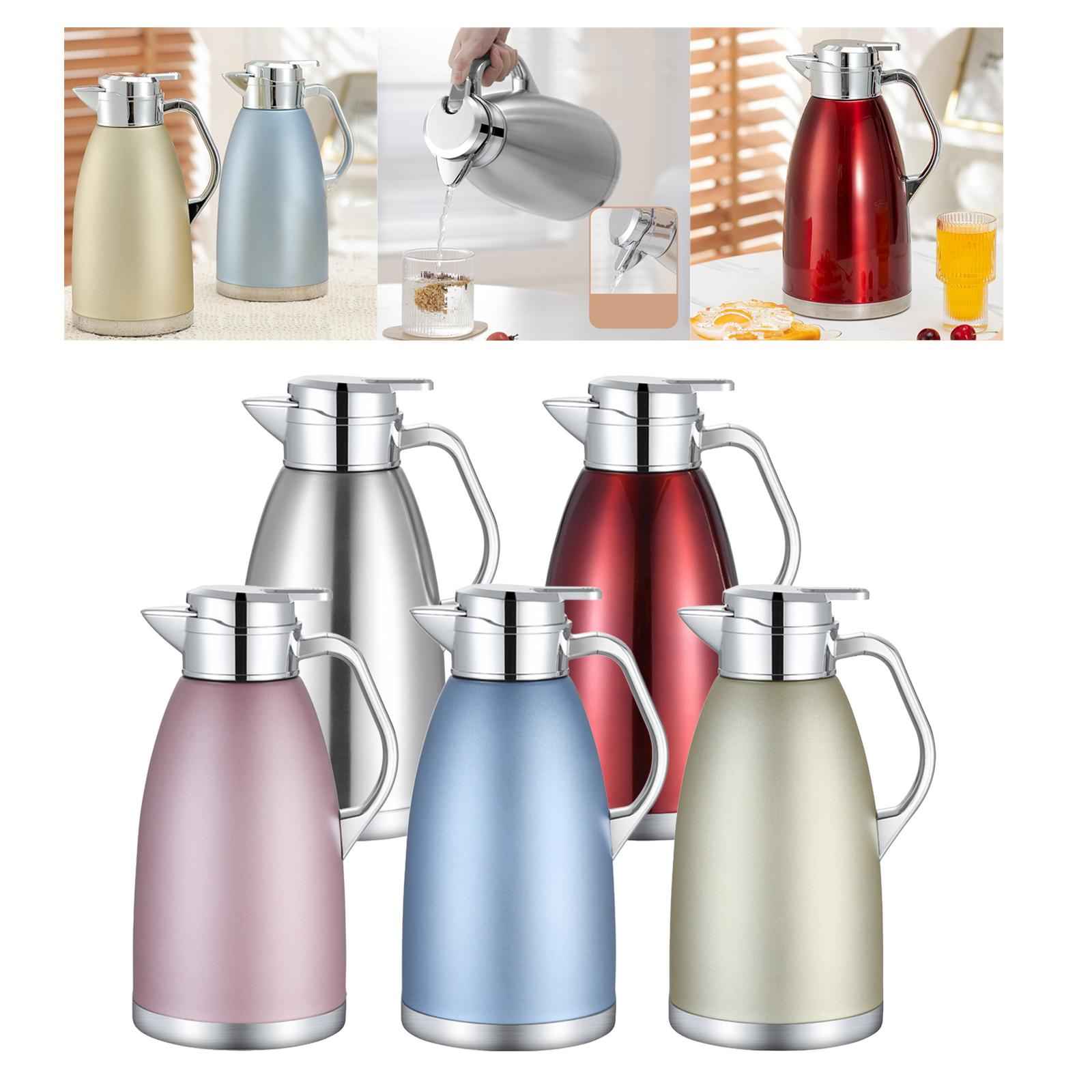 Thermal Insulated Carafes Kettle 2.3L Drink Dispenser for Office Coffee silvery