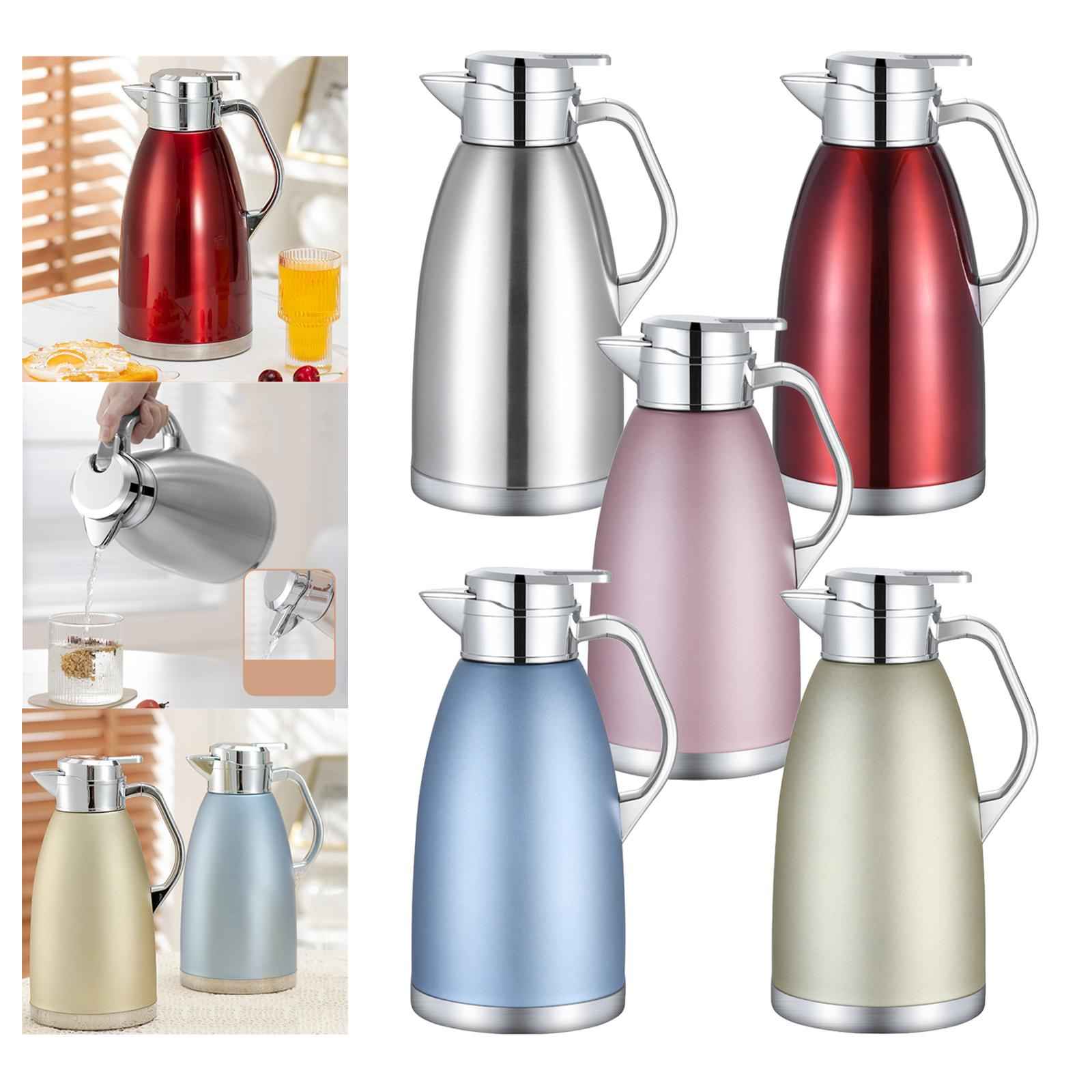Thermal Insulated Carafes Kettle 2.3L Drink Dispenser for Office Coffee silvery