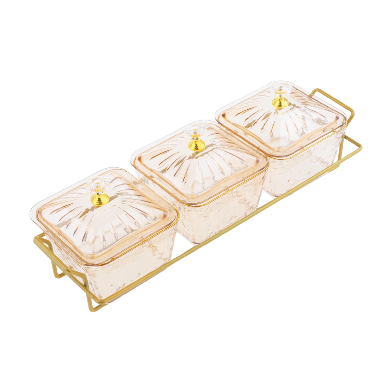 Divided Serving Tray Condiment Appetizer Tray for Dinner Party Dips Set Hotel 3 Dishes