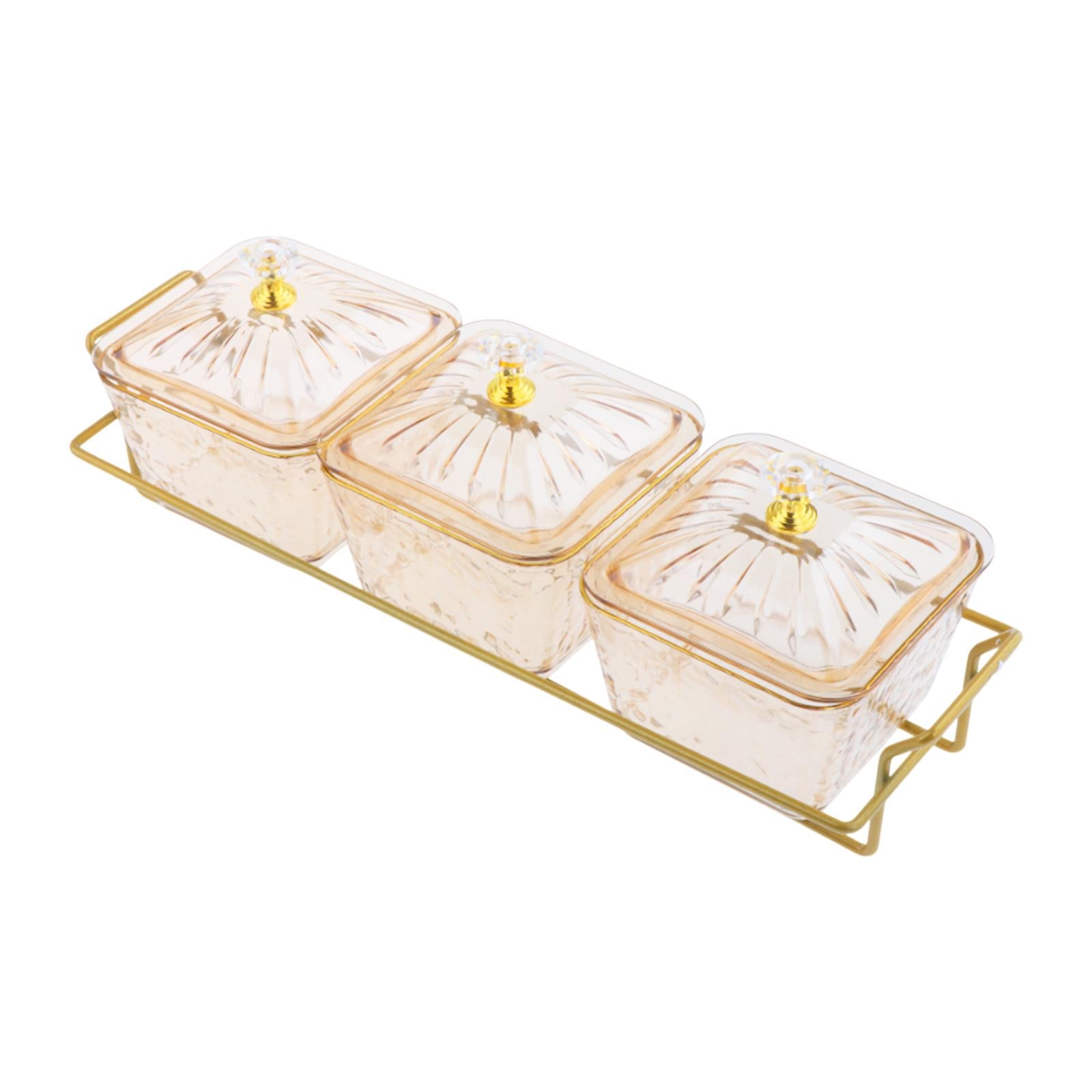 Divided Serving Tray Condiment Appetizer Tray for Dinner Party Dips Set Hotel 3 Dishes