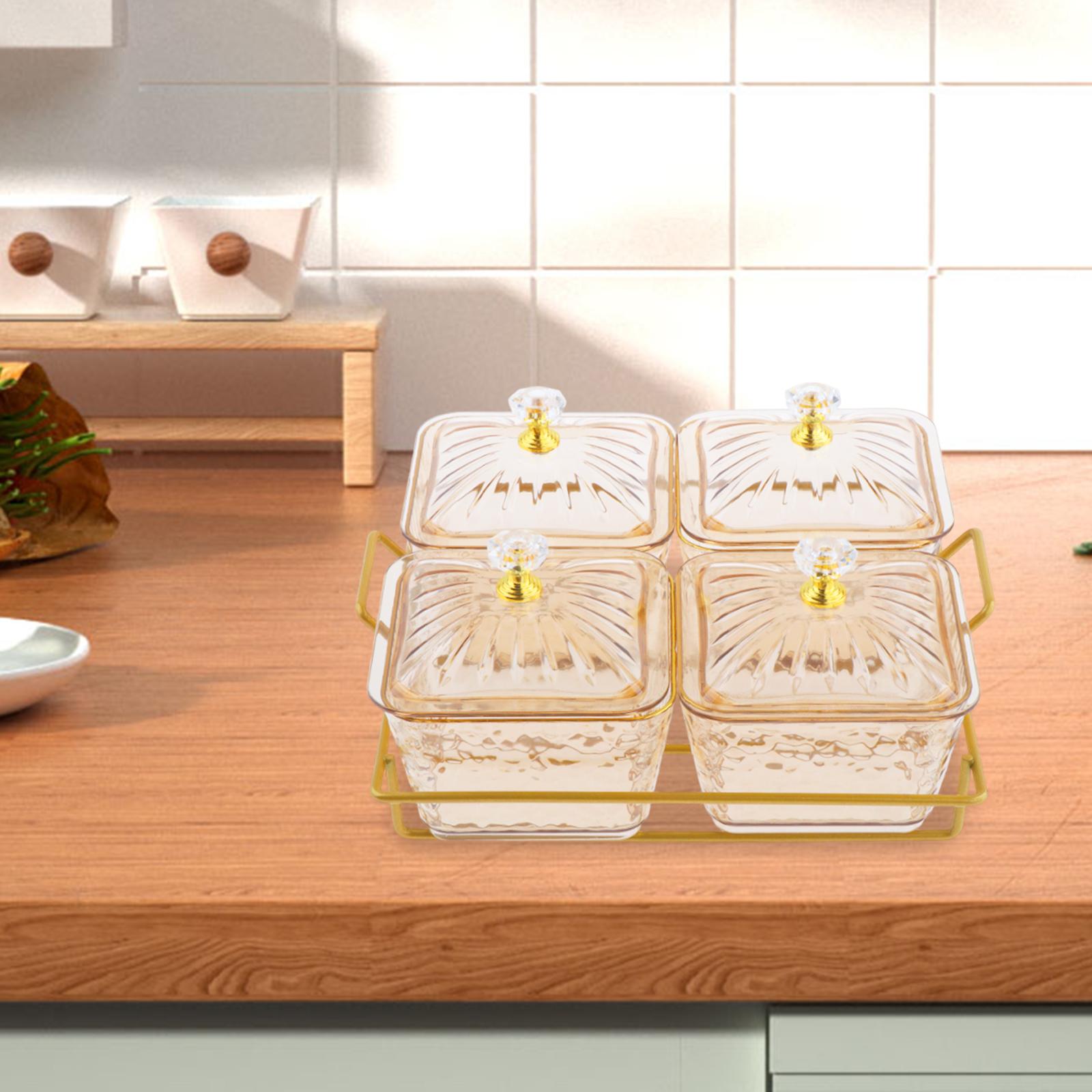 Divided Serving Tray Condiment Appetizer Tray for Dinner Party Dips Set Hotel 4 Dishes