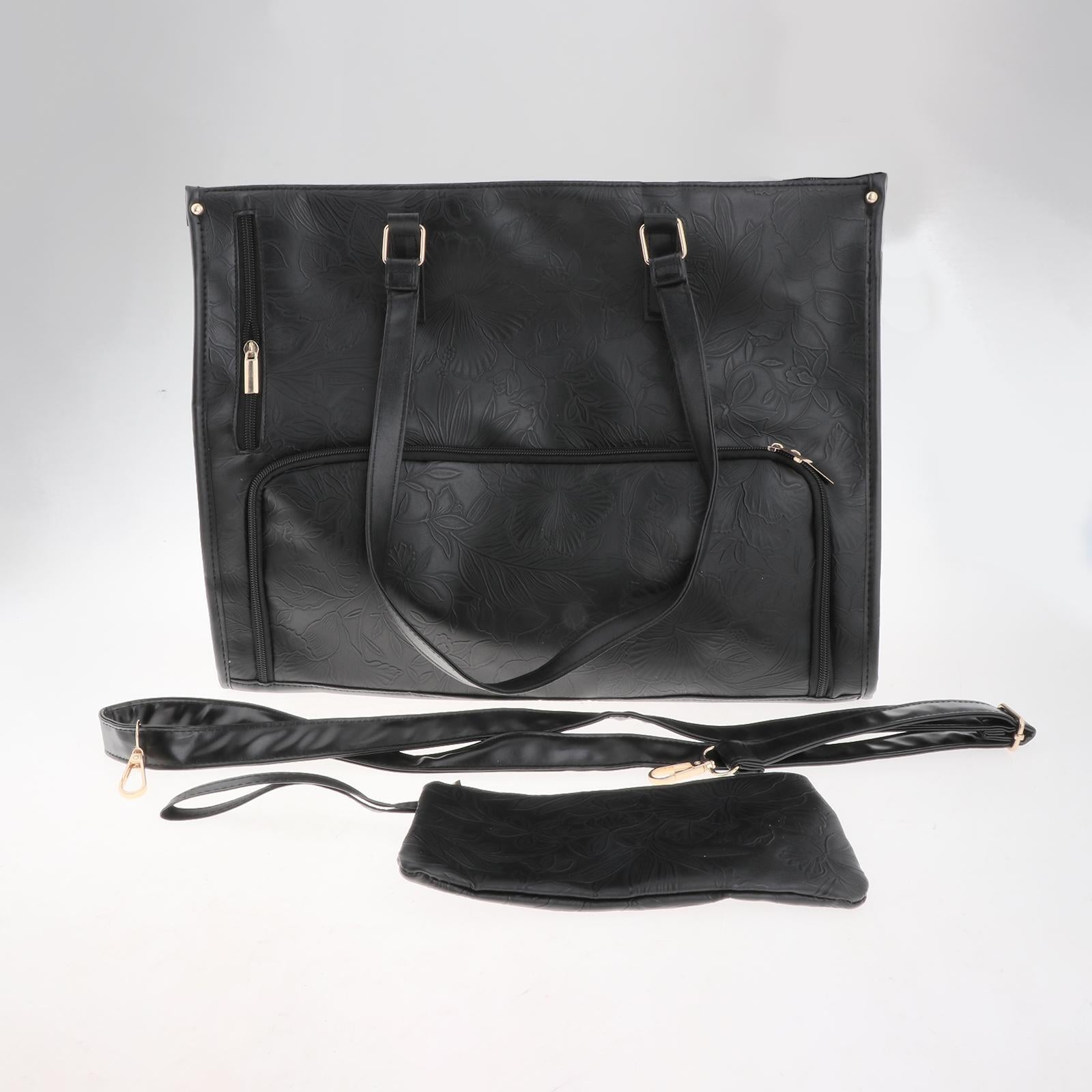 Womens Tote Bag PU Leather Computer Shoulder Handbag for Collage Work Travel