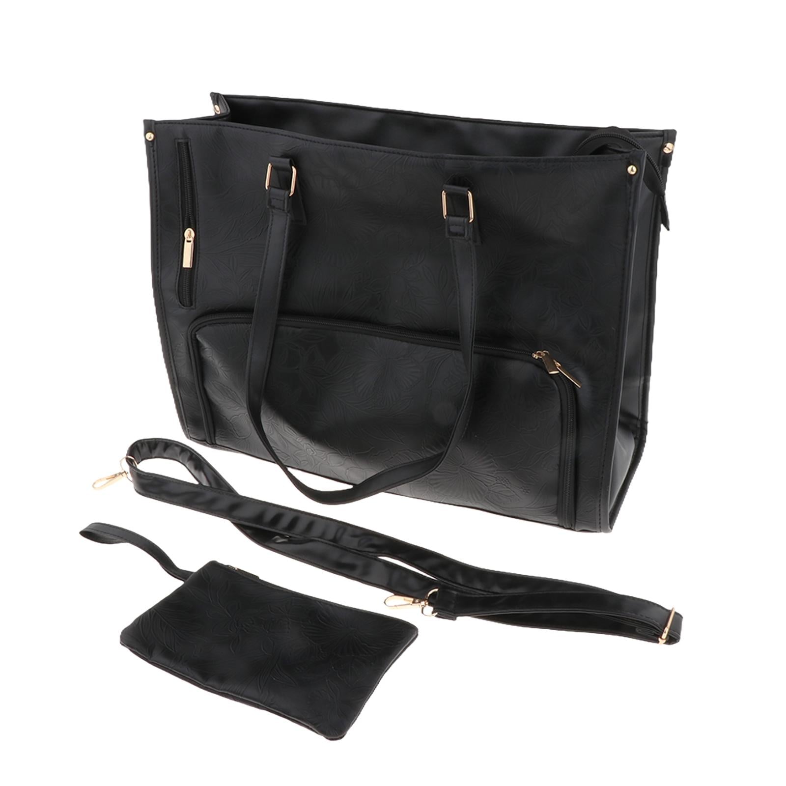 Womens Tote Bag PU Leather Computer Shoulder Handbag for Collage Work Travel