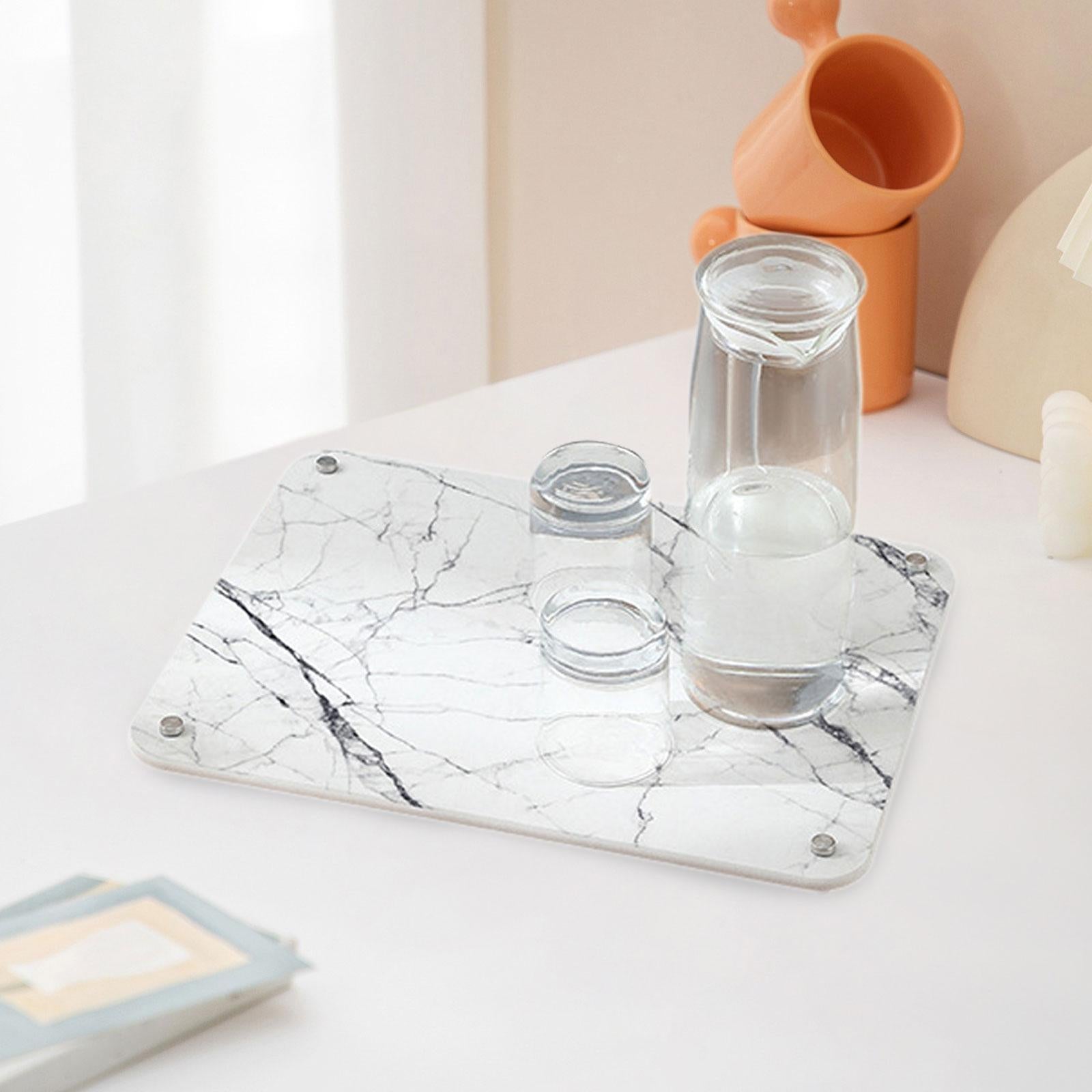 Dish Drying Pad Quick Drying Sink Tray Mat for Bathroom Kitchen Sink Bottles White
