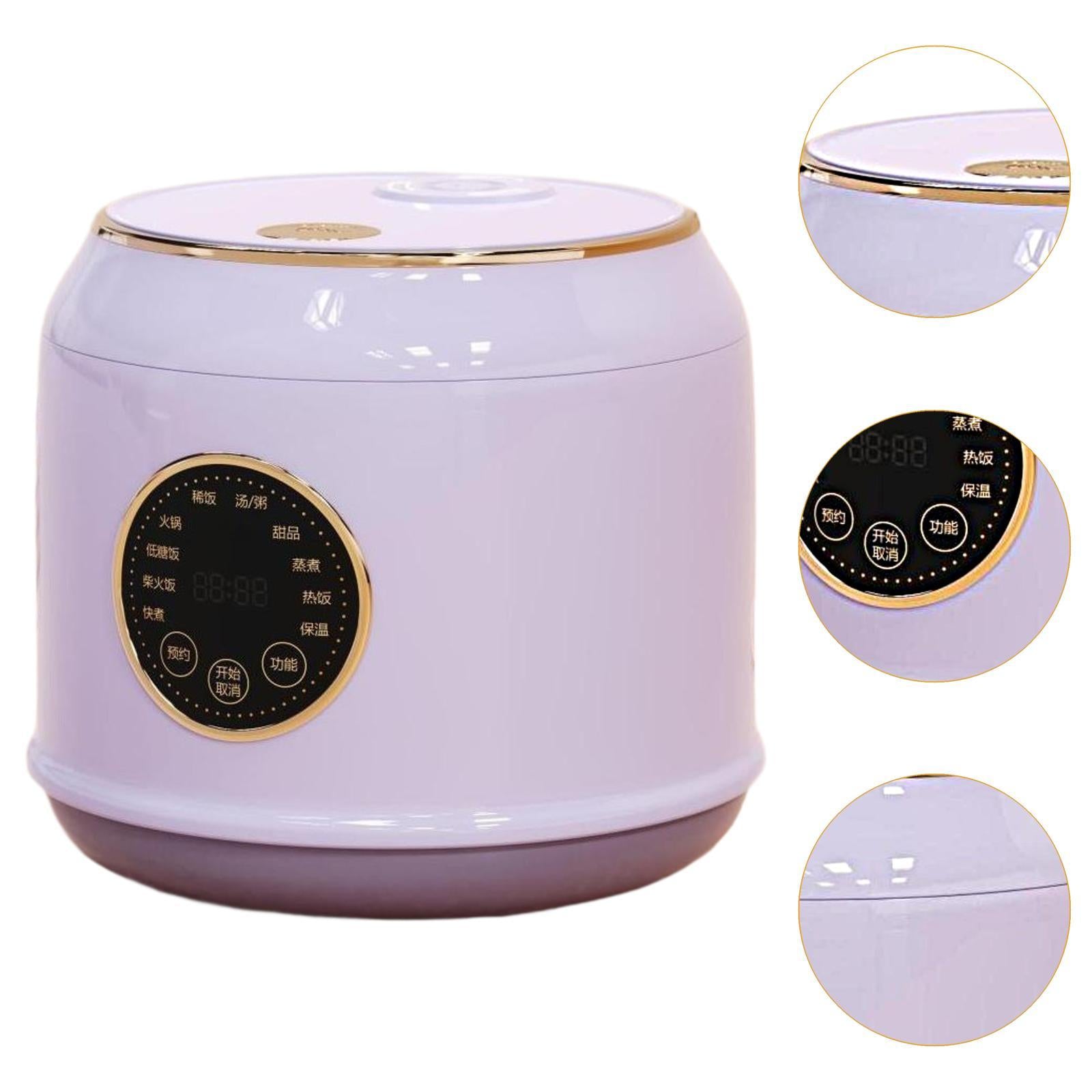 Digital Rice Cooker Auto Keep Warm 2L 7 Cooking Function for Pasta Eggs Soup purple