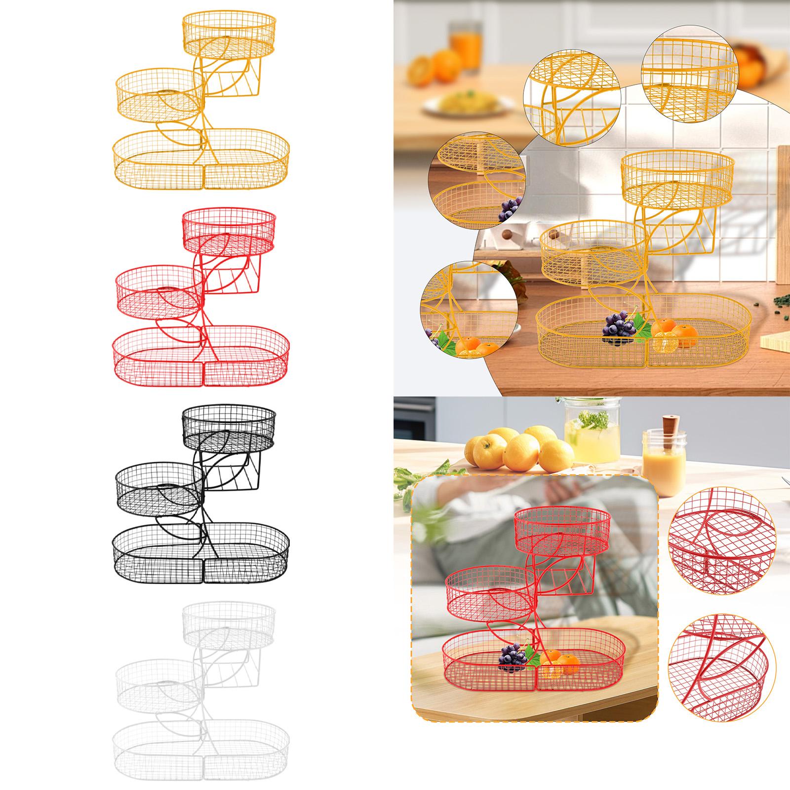 Fruit Basket 3 Tiered Large Capacity Storage Basket for Onion Produce Veggie Gold