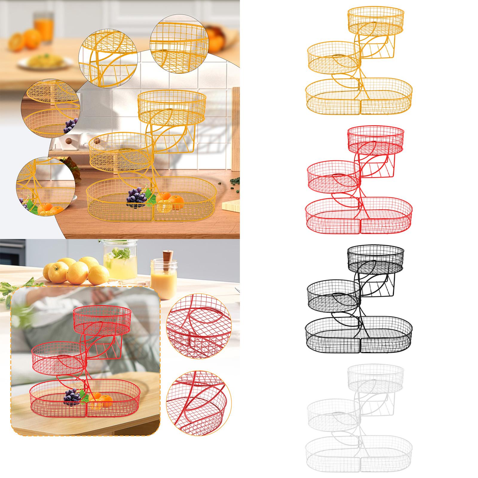 Fruit Basket 3 Tiered Large Capacity Storage Basket for Onion Produce Veggie Gold
