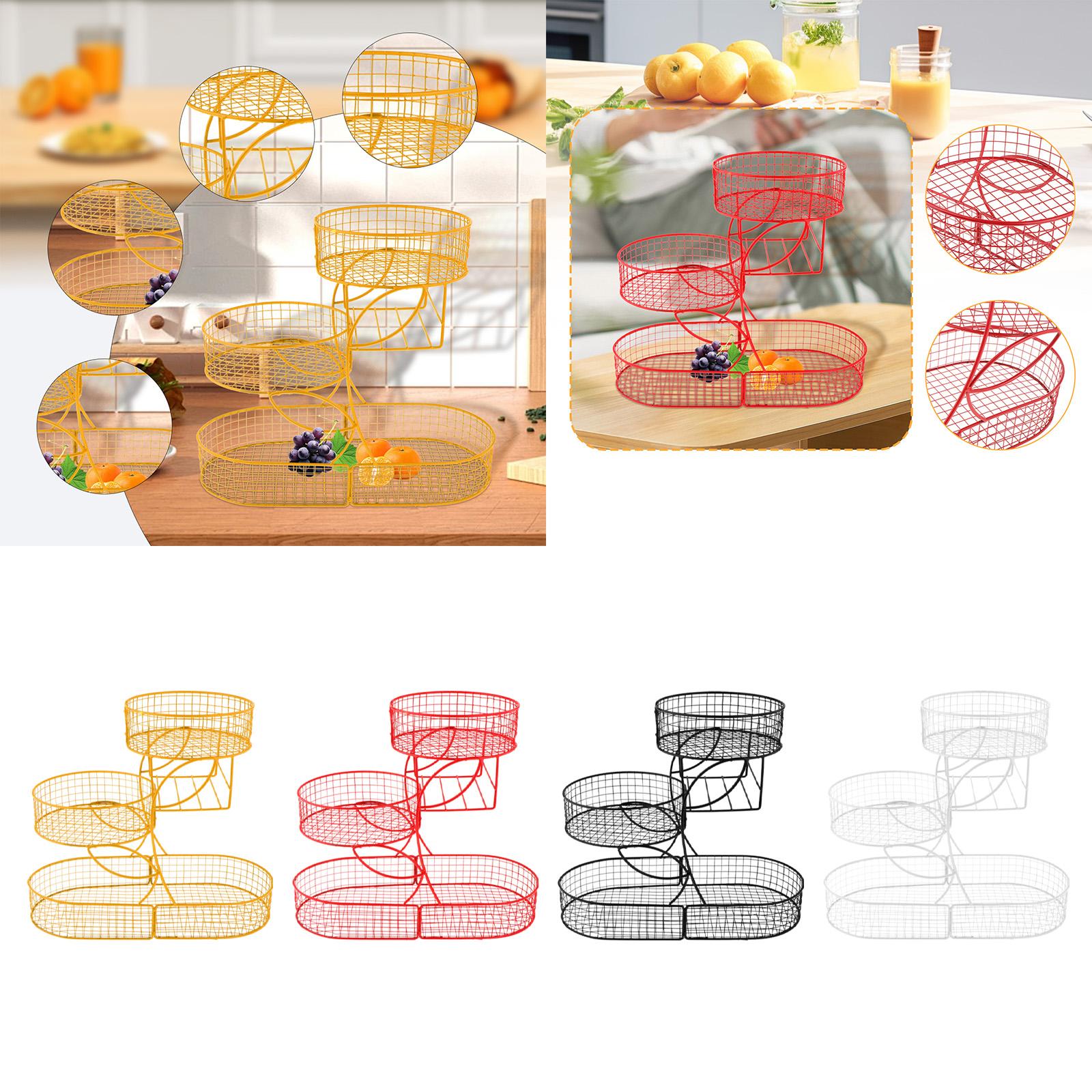 Fruit Basket 3 Tiered Large Capacity Storage Basket for Onion Produce Veggie Gold