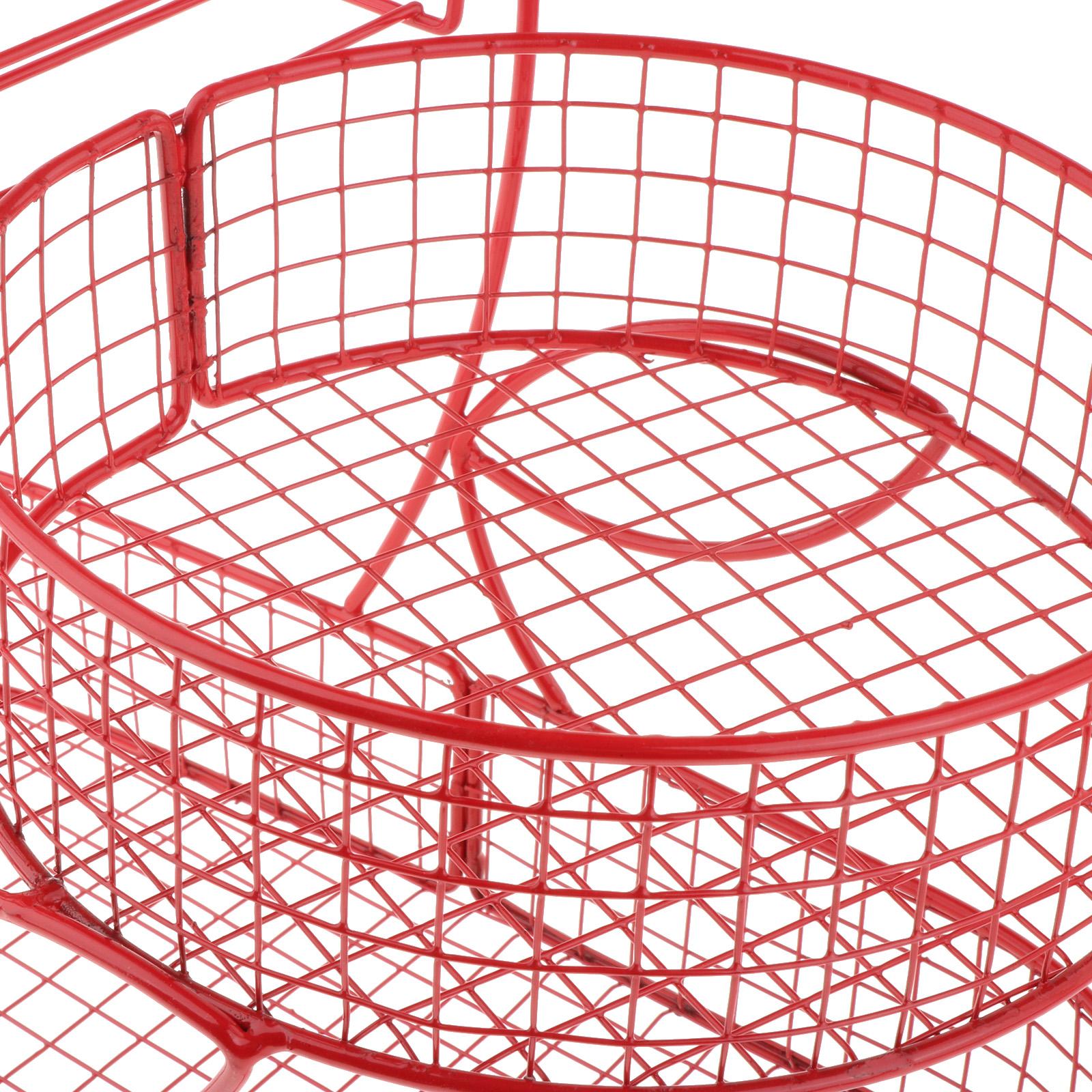 Fruit Basket 3 Tiered Large Capacity Storage Basket for Onion Produce Veggie Red