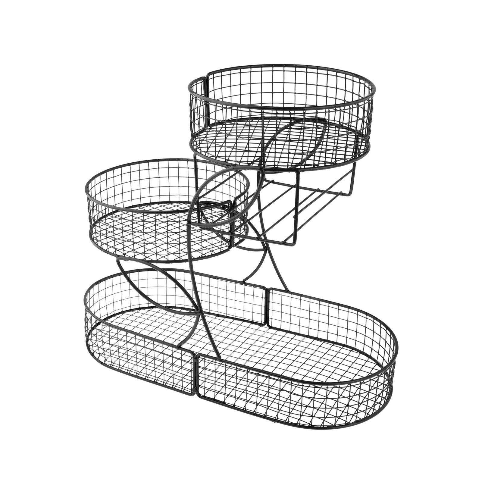 Fruit Basket 3 Tiered Large Capacity Storage Basket for Onion Produce Veggie Black