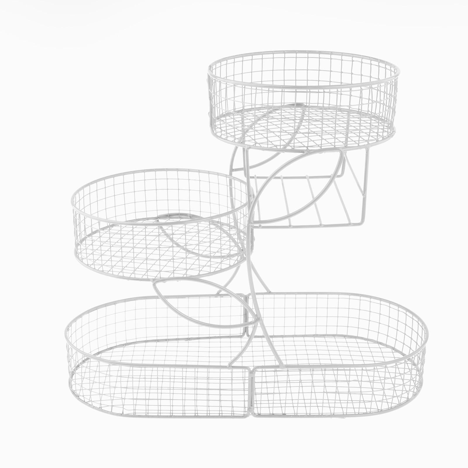 Fruit Basket 3 Tiered Large Capacity Storage Basket for Onion Produce Veggie White