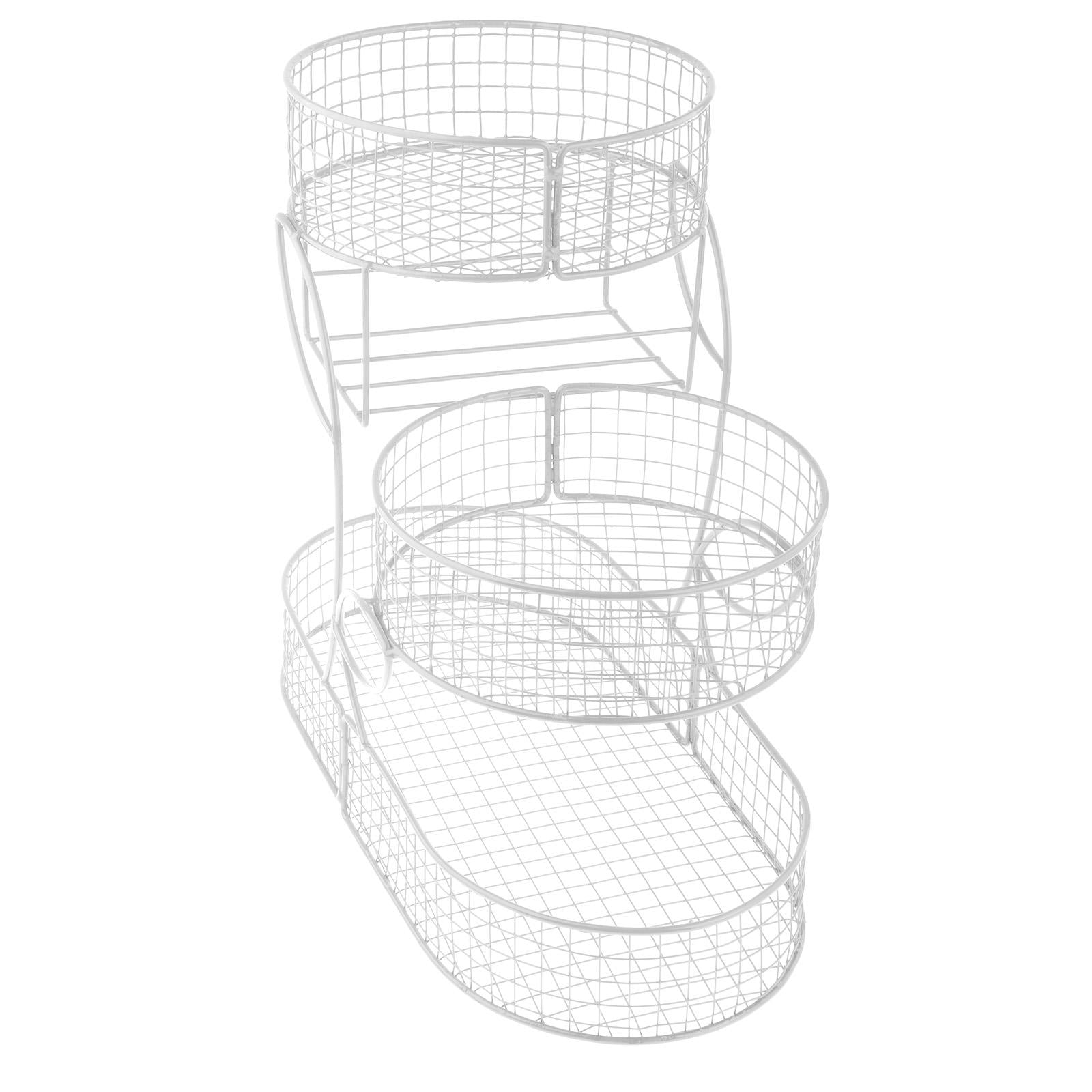 Fruit Basket 3 Tiered Large Capacity Storage Basket for Onion Produce Veggie White