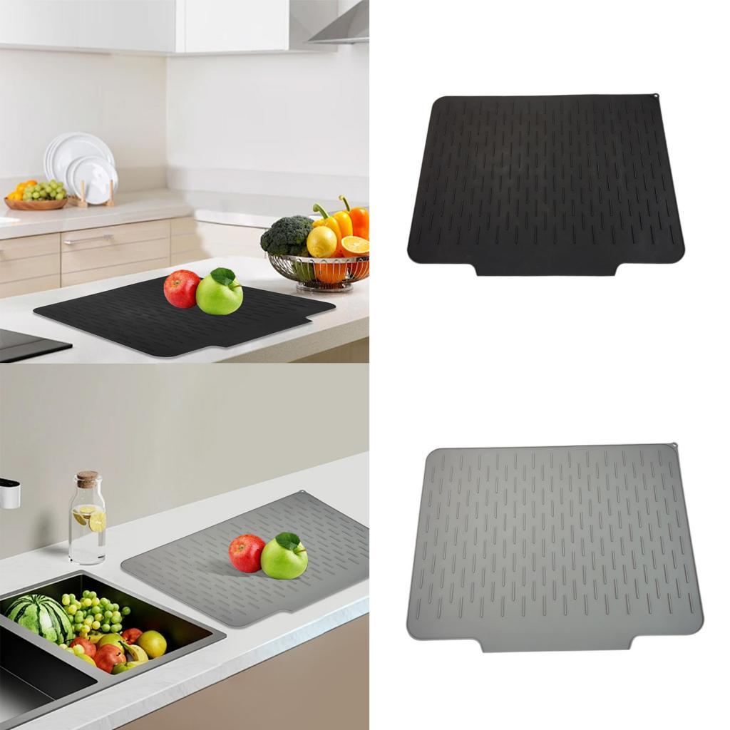 Dish Drying Mat Large for Glass Utensil 22.8x17.7" Bar Counter Draining Mat Black"