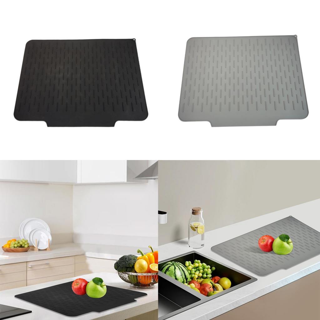 Dish Drying Mat Large for Glass Utensil 22.8x17.7" Bar Counter Draining Mat Black"