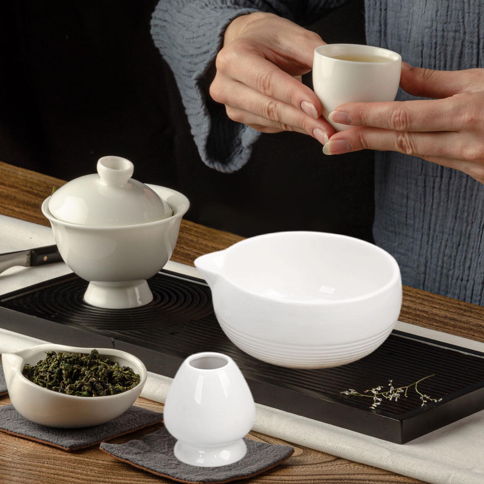Chinese Matcha Tea Ceremony Set Ceramic Matcha Bowl for Home Tea Room Office White