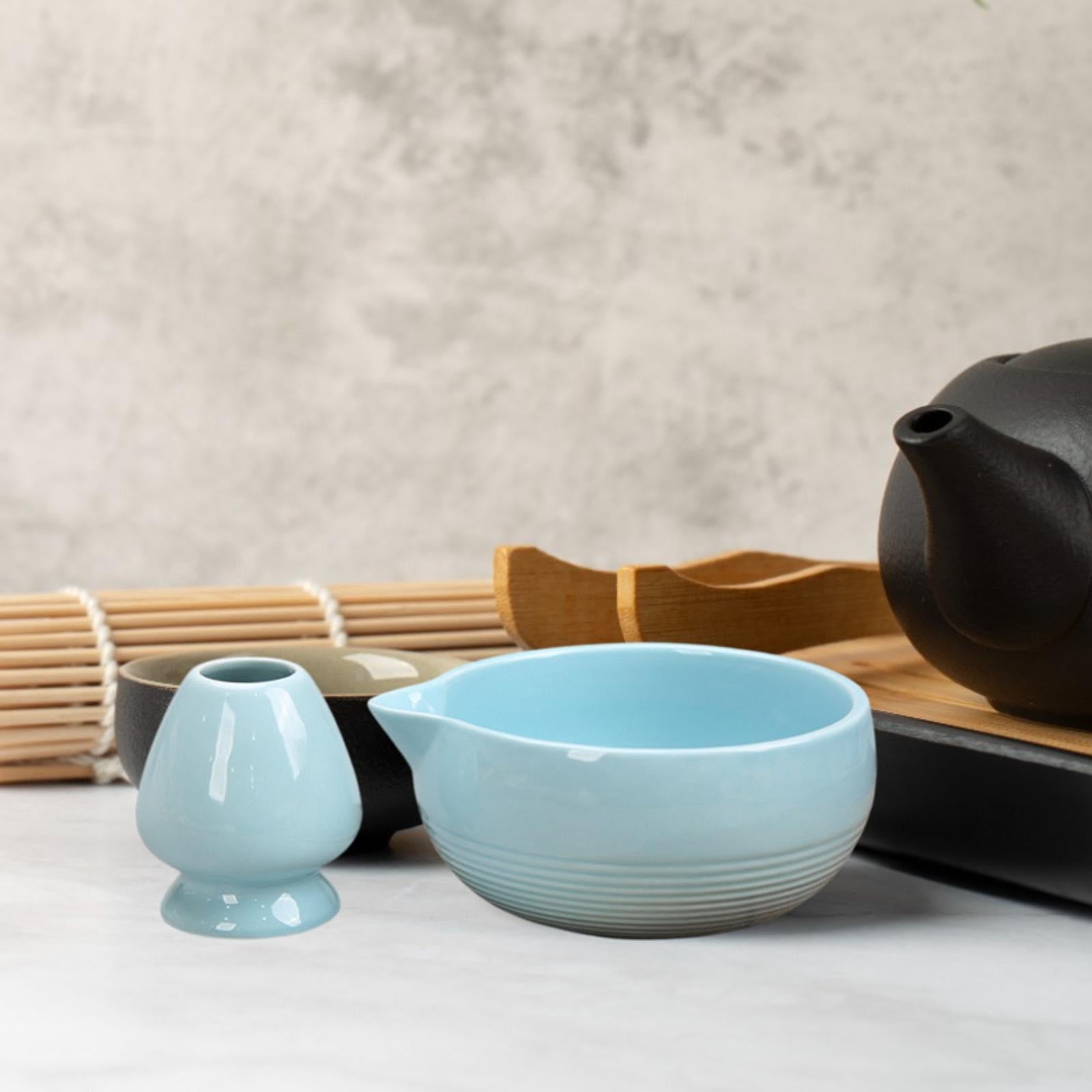 Chinese Matcha Tea Ceremony Set Ceramic Matcha Bowl for Home Tea Room Office Blue