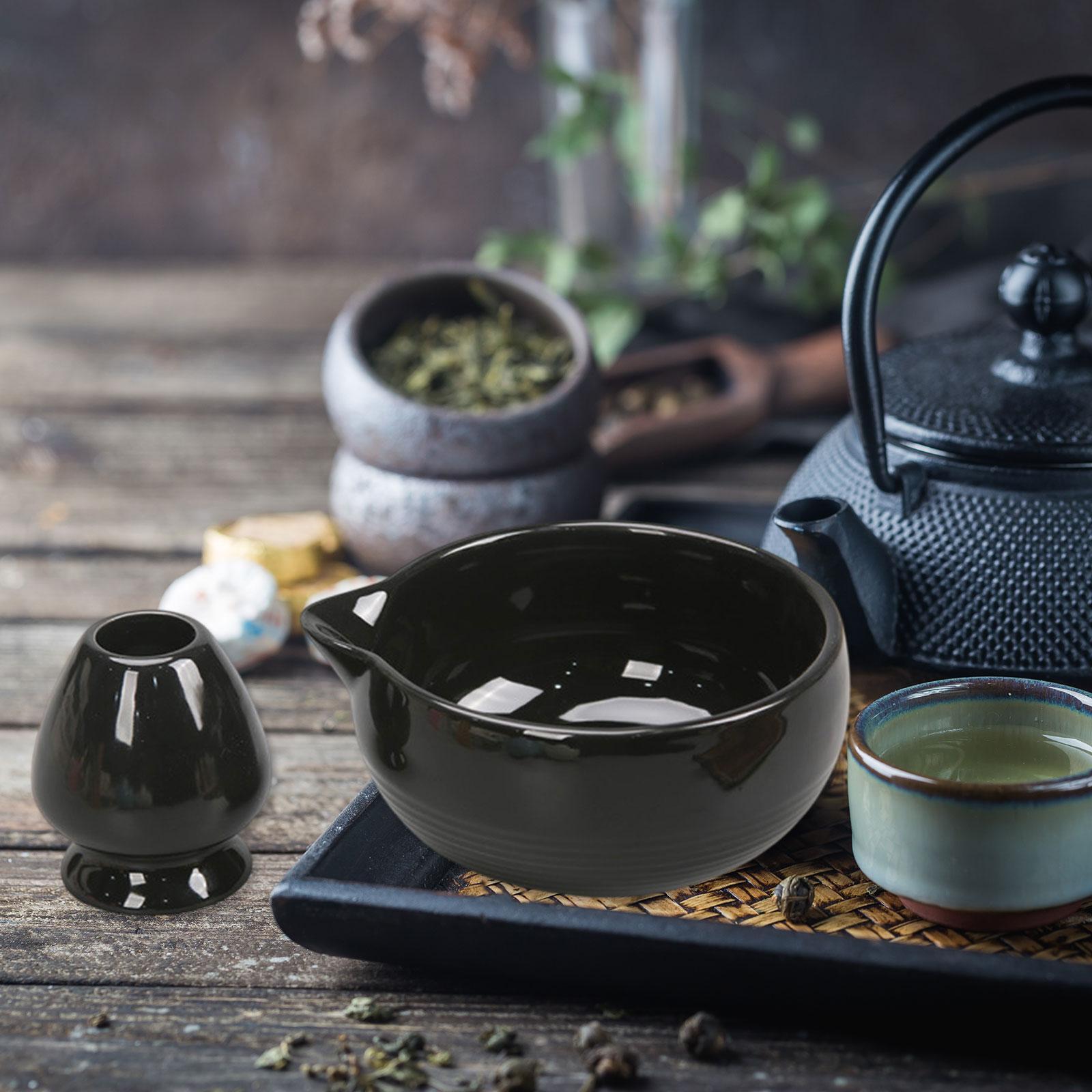 Chinese Matcha Tea Ceremony Set Ceramic Matcha Bowl for Home Tea Room Office Black