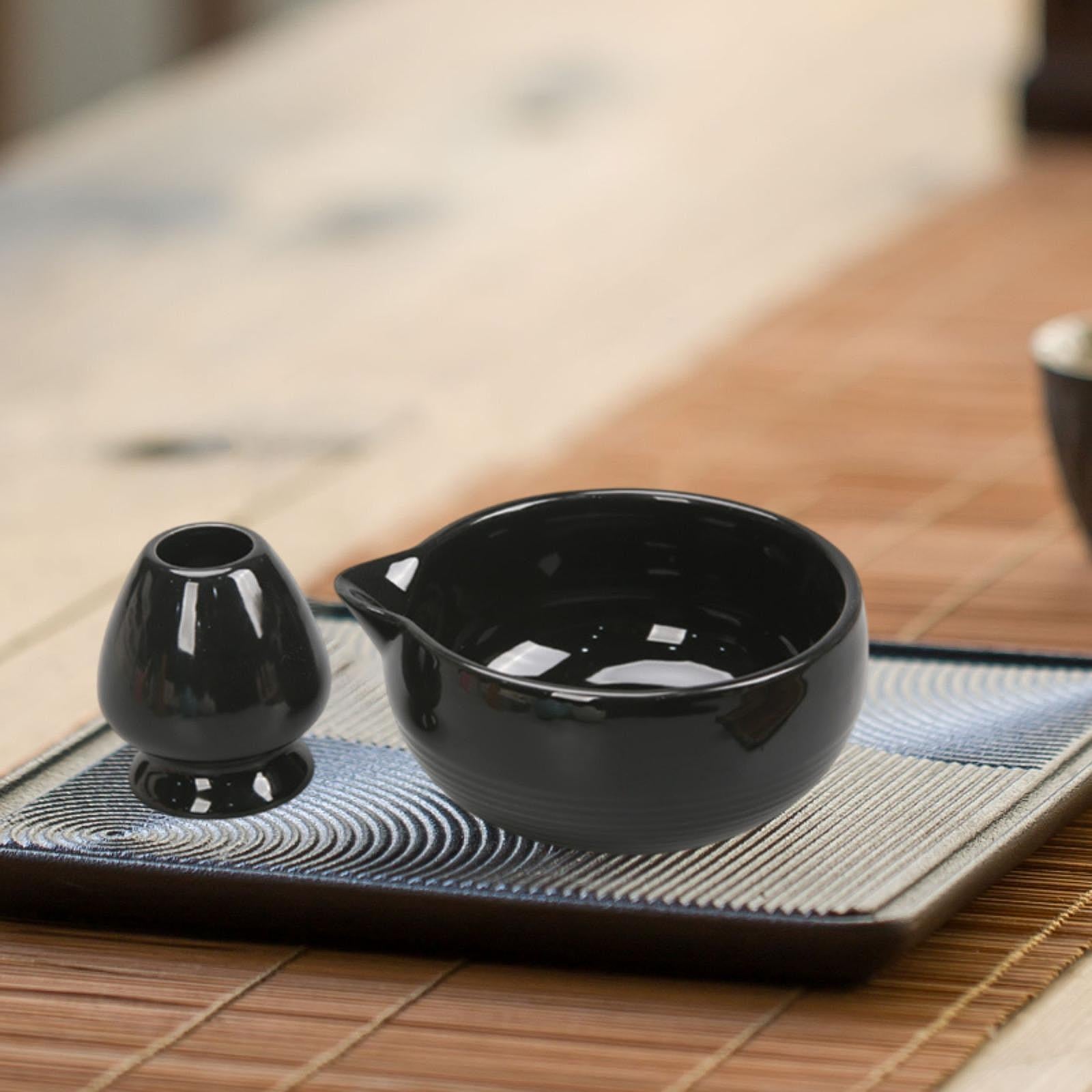 Chinese Matcha Tea Ceremony Set Ceramic Matcha Bowl for Home Tea Room Office Black
