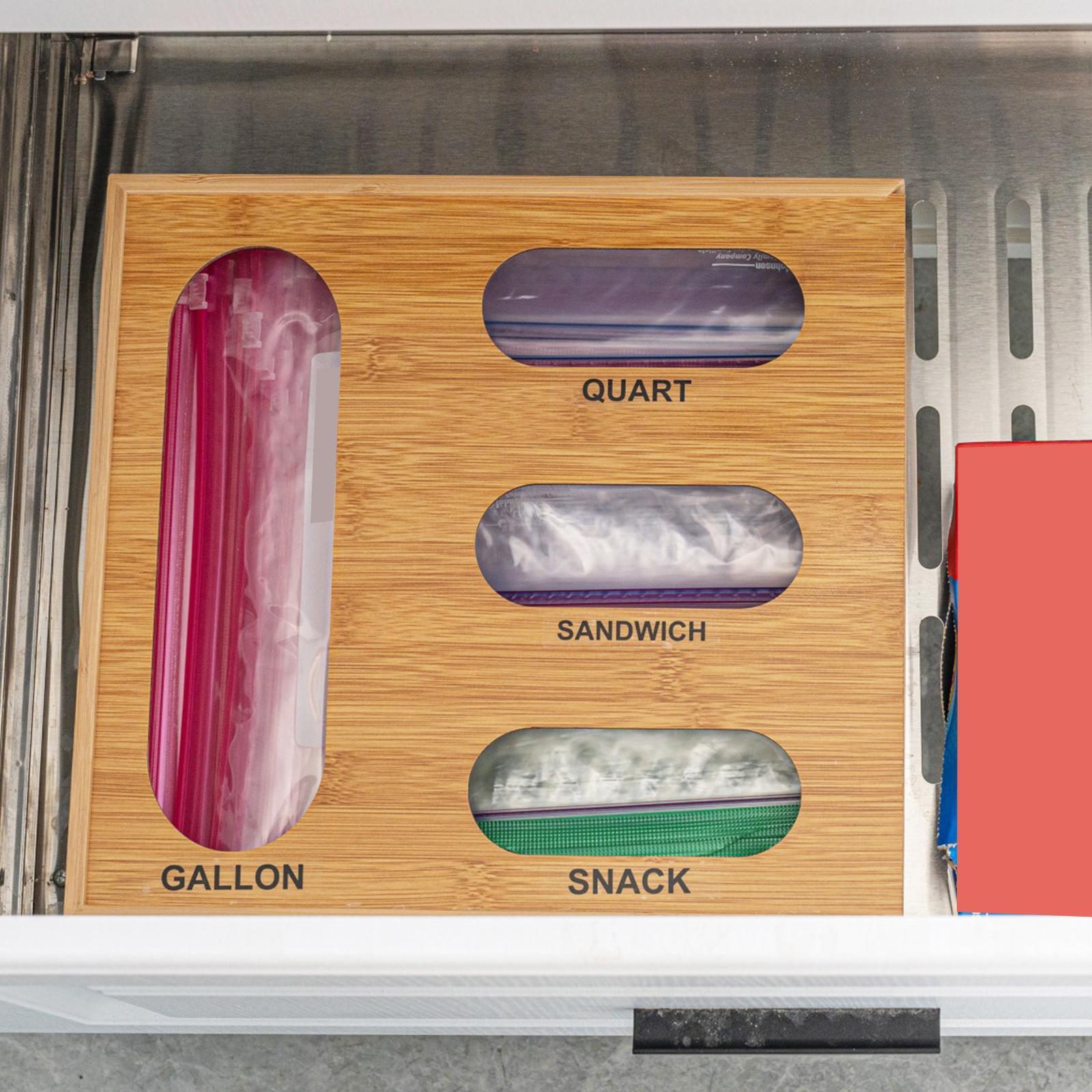 Bamboo Kitchen Storage Bag Organizer Organization Container Drawer Organizer