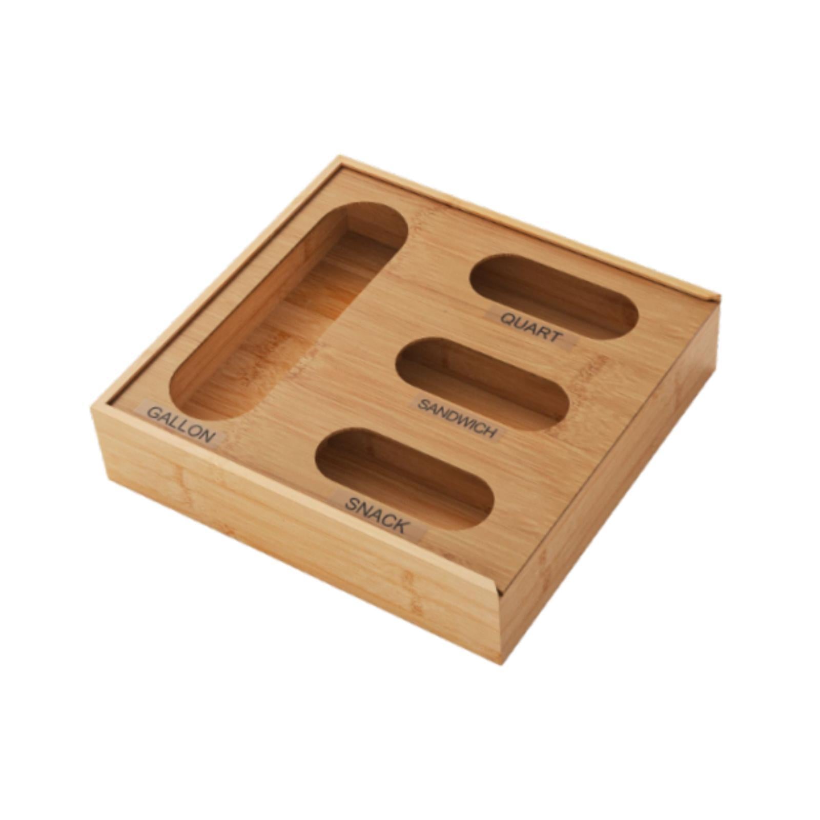 Bamboo Kitchen Storage Bag Organizer Organization Container Drawer Organizer