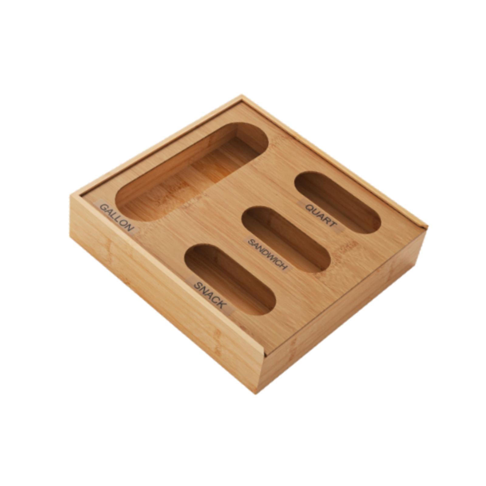 Bamboo Kitchen Storage Bag Organizer Organization Container Drawer Organizer
