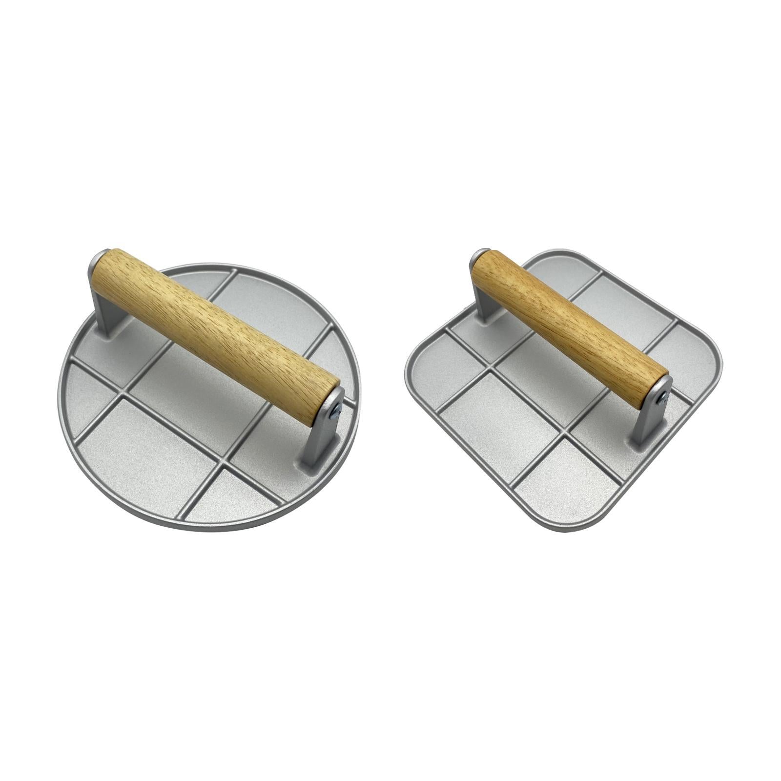 Aluminum Alloy Burger Press Flat Bottom for Kitchen BBQ Accessories Flat Top Round