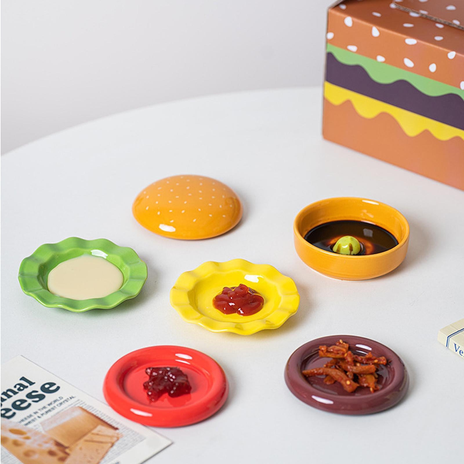 Ceramic Dinnerware Set Gift Stackable Burger Plate Bowl Set for Home Holiday