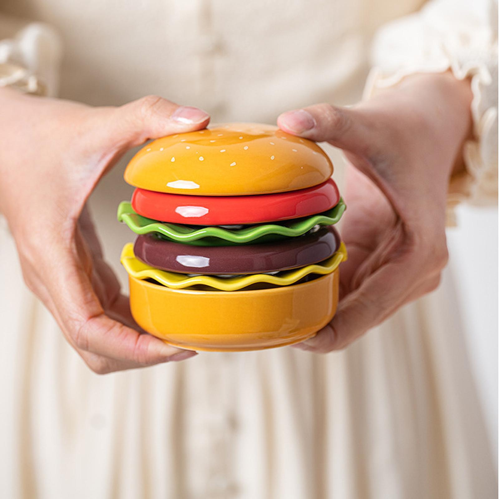 Ceramic Dinnerware Set Gift Stackable Burger Plate Bowl Set for Home Holiday