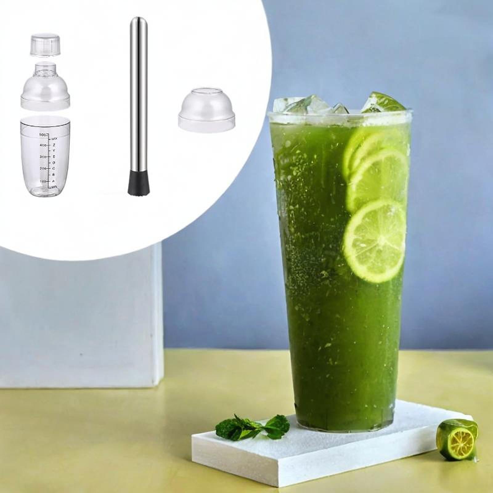 Cocktail Shaker Anti Leakage with Scale Bar Tool for Home Use Milk Smoothie 500ml