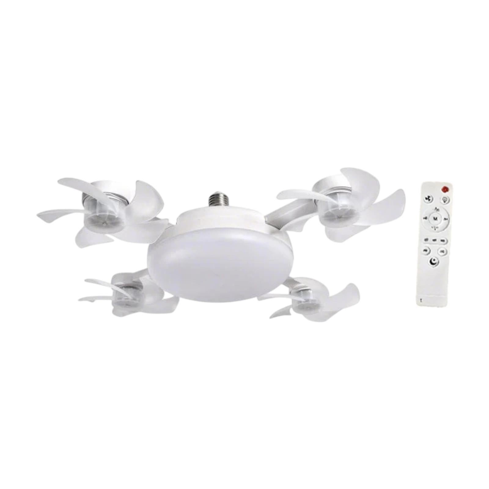 Ceiling Fan Light Remote Control Decor LED Light for Entryway Bedroom Indoor 4 Heads Fan 55cm