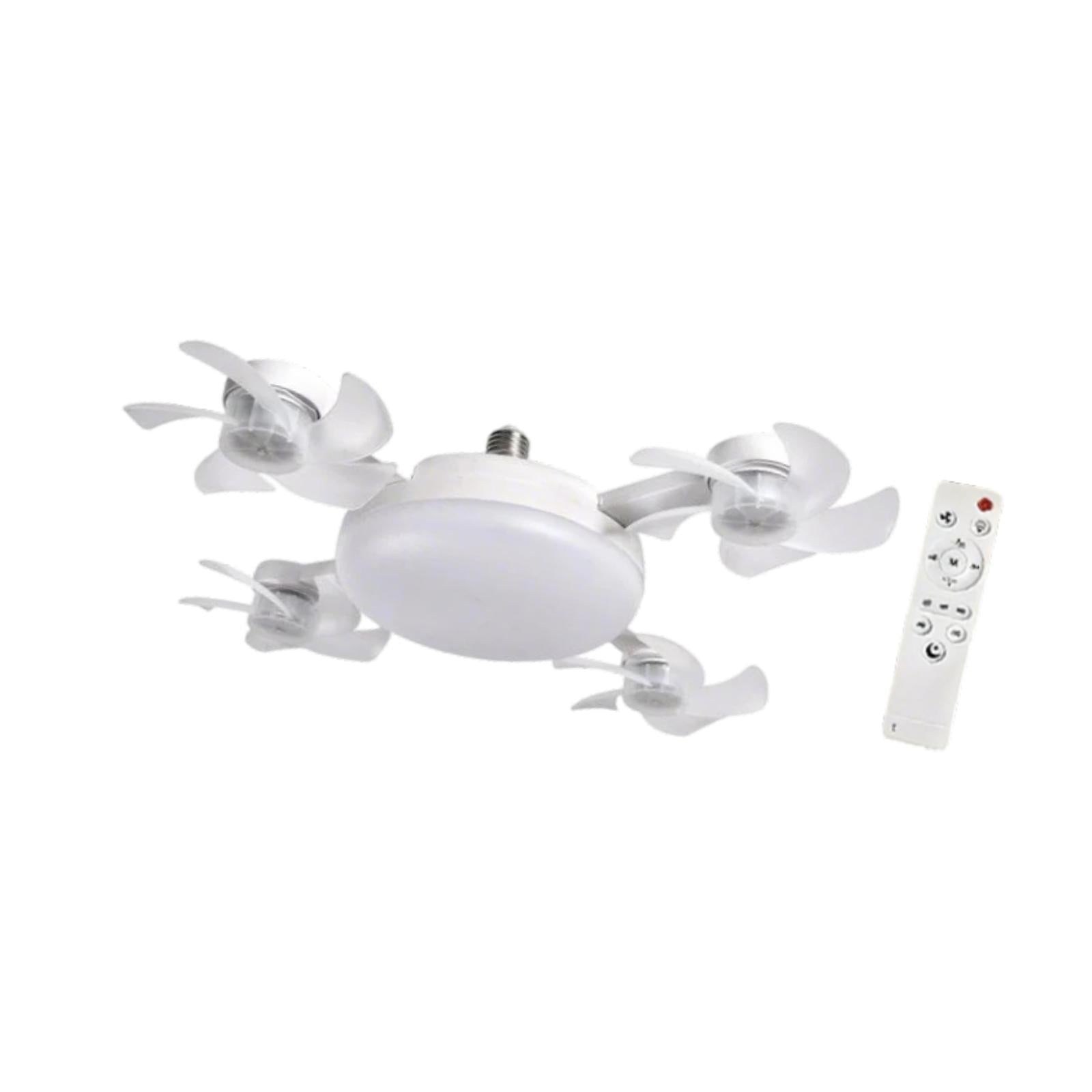 Ceiling Fan Light Remote Control Decor LED Light for Entryway Bedroom Indoor 4 Heads Fan 55cm