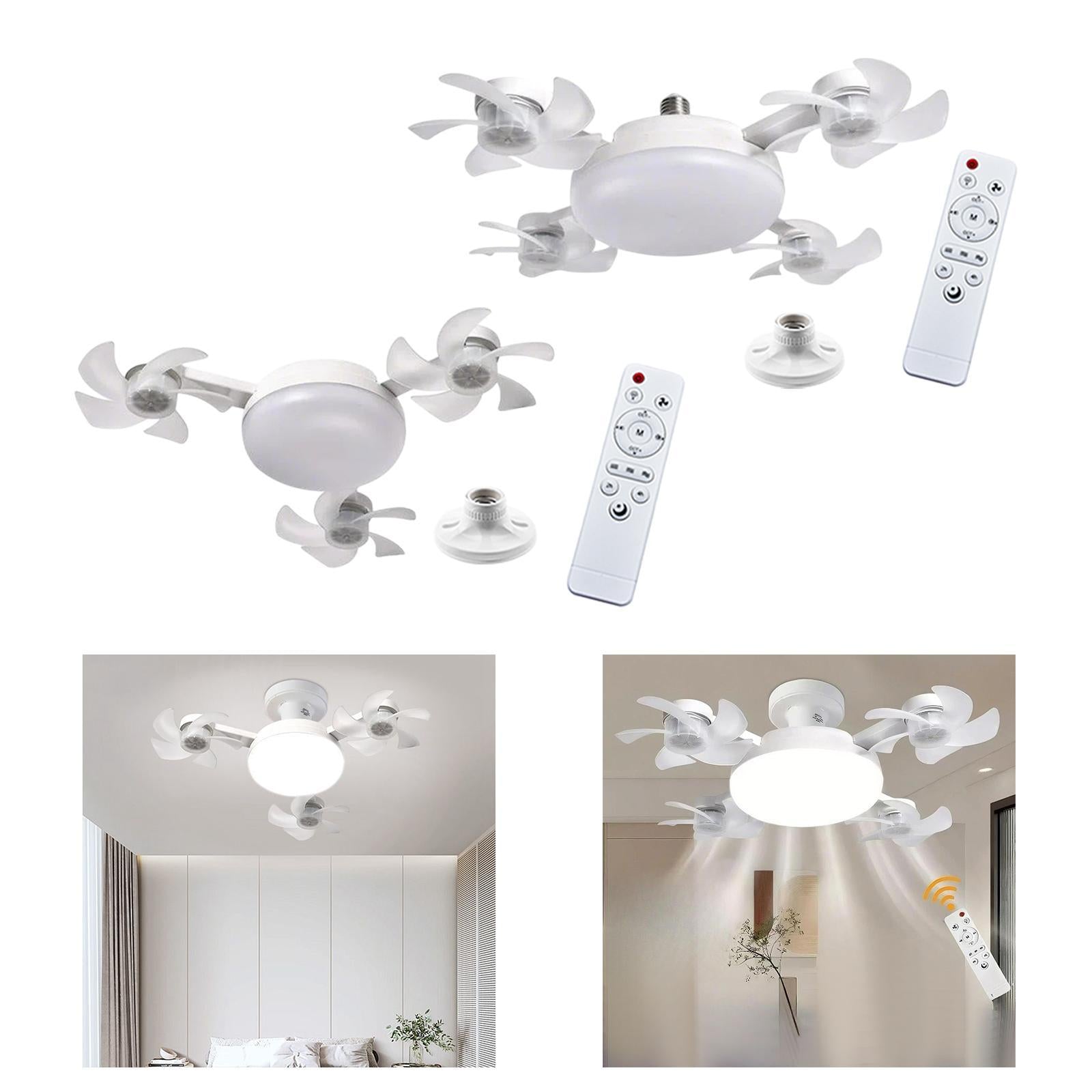 Ceiling Fan with Light Remote Control Lamp for Entryway Living Room Bathroom 3 Heads Fan 45cm