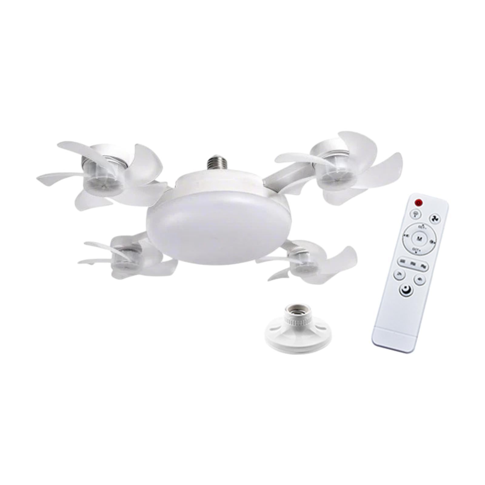 Ceiling Fan with Light Remote Control Lamp for Entryway Living Room Bathroom 4 Heads Fan 55cm
