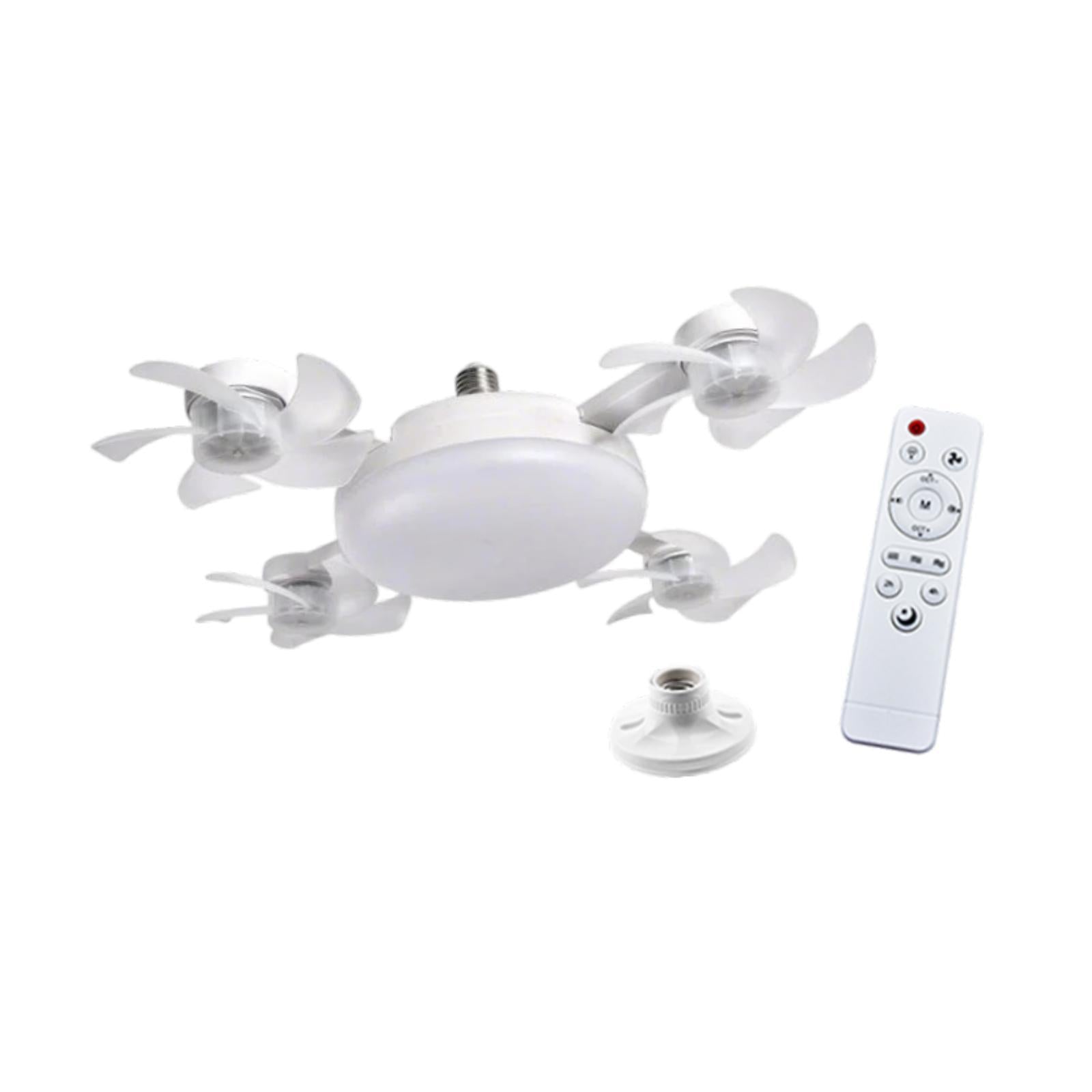 Ceiling Fan with Light Remote Control Lamp for Entryway Living Room Bathroom 4 Heads Fan 55cm