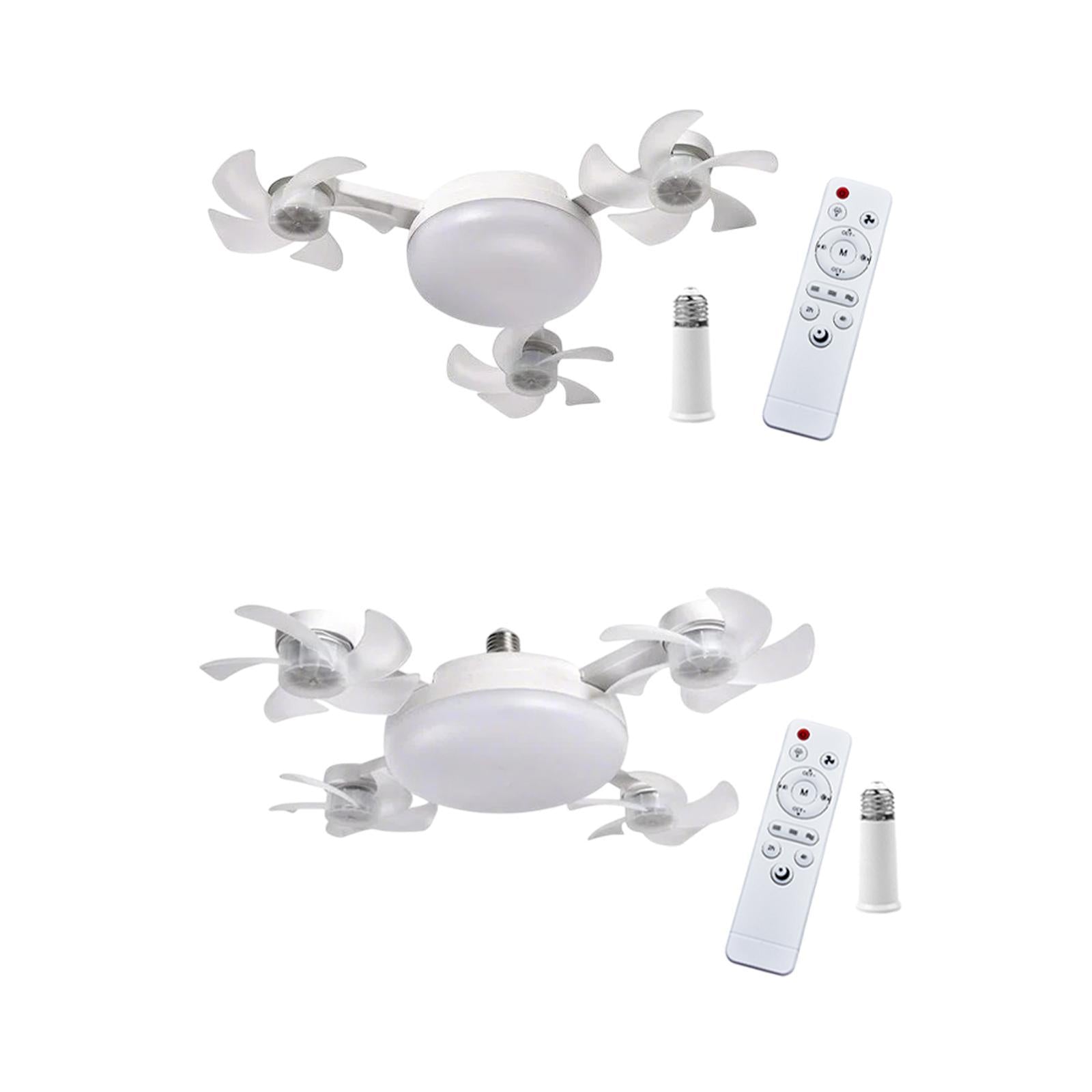 Ceiling Fan with Light and Remote Control Decor LED Light for Bedroom Indoor 3 Heads Fan 45cm
