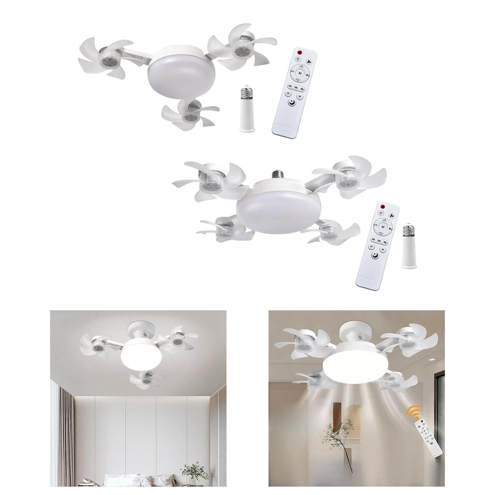 Ceiling Fan with Light and Remote Control Decor LED Light for Bedroom Indoor 3 Heads Fan 45cm