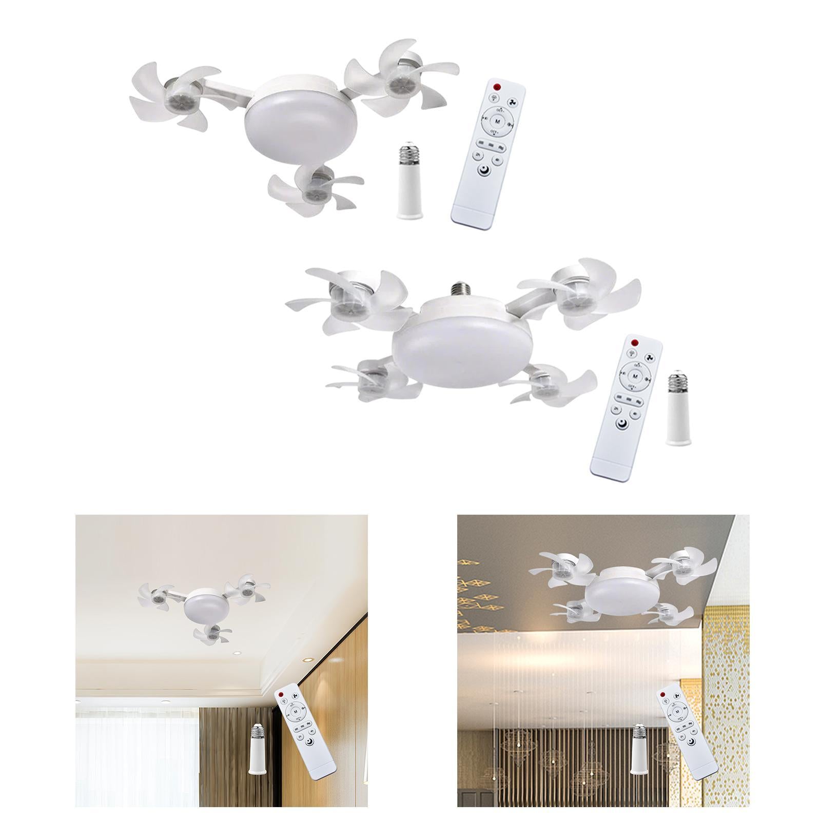 Ceiling Fan with Light and Remote Control Decor LED Light for Bedroom Indoor 3 Heads Fan 45cm