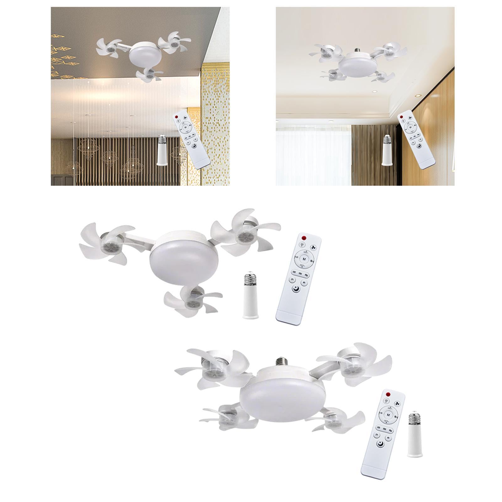 Ceiling Fan with Light and Remote Control Decor LED Light for Bedroom Indoor 3 Heads Fan 45cm