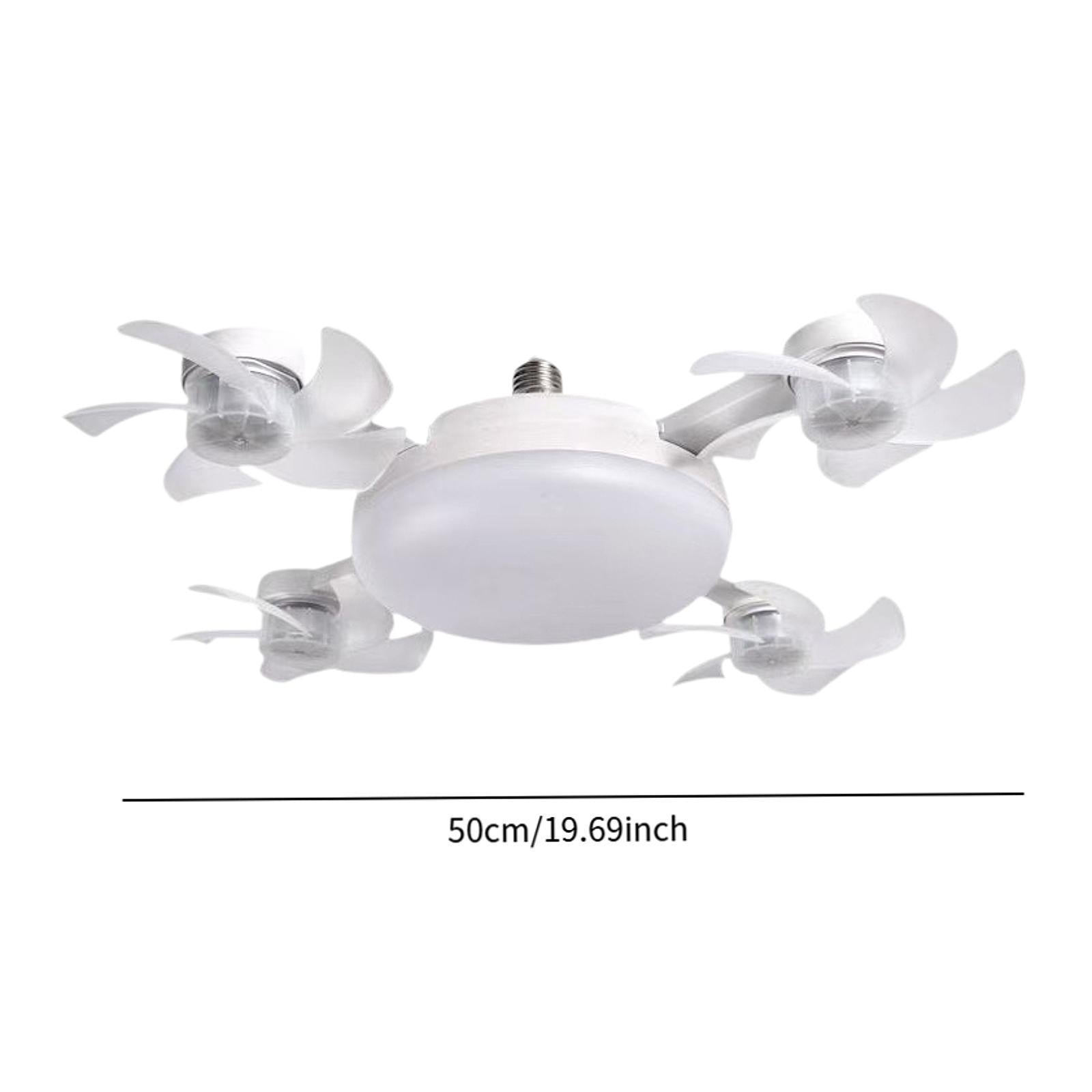 Ceiling Fan with Light and Remote Control Decor LED Light for Bedroom Indoor 4 Heads Fan 55cm