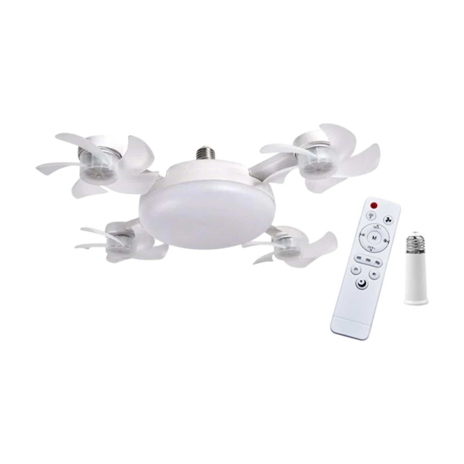 Ceiling Fan with Light and Remote Control Decor LED Light for Bedroom Indoor 4 Heads Fan 55cm
