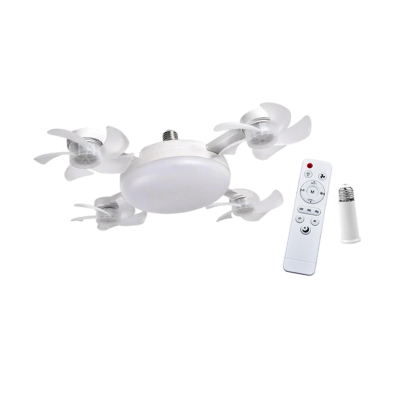 Ceiling Fan with Light and Remote Control Decor LED Light for Bedroom Indoor 4 Heads Fan 55cm