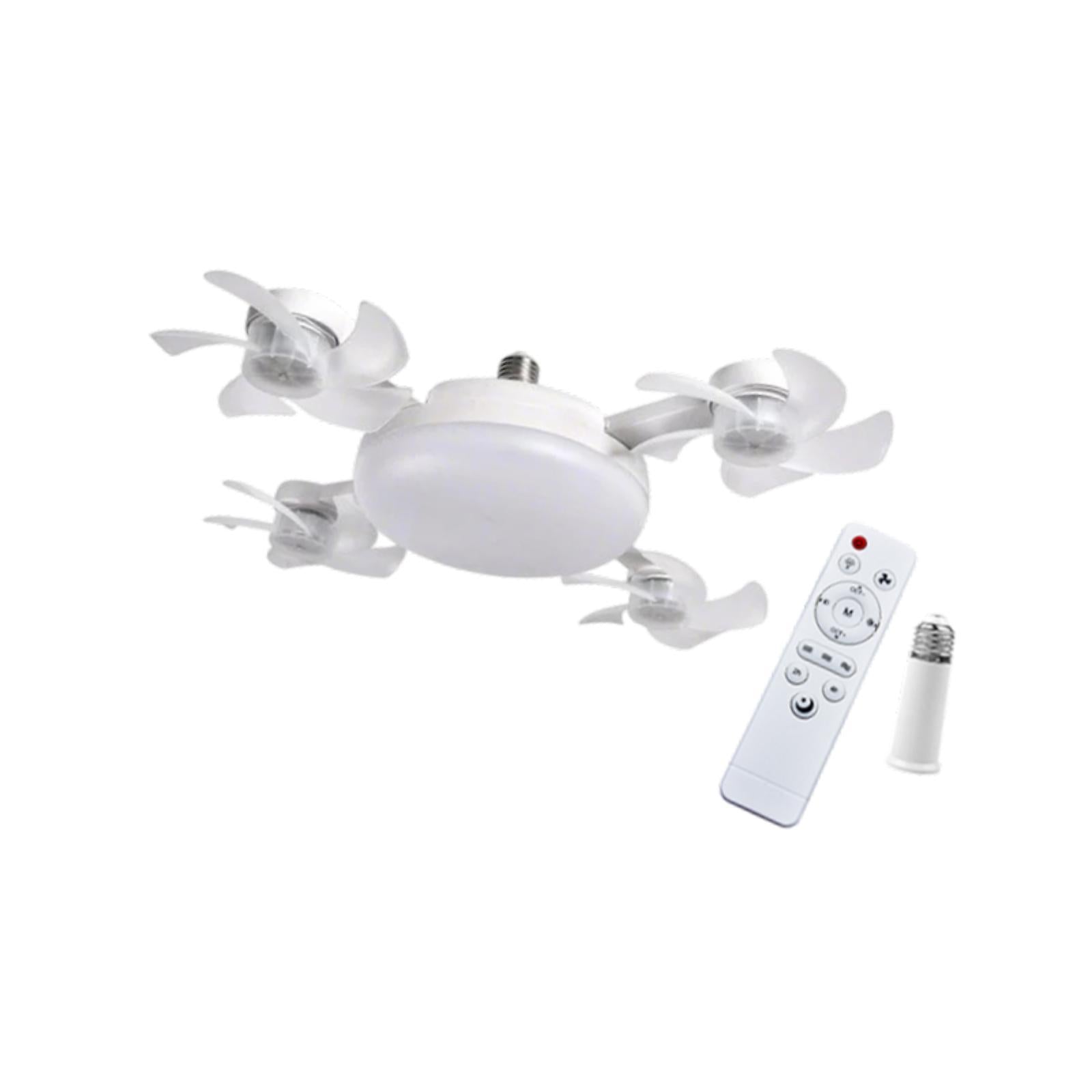 Ceiling Fan with Light and Remote Control Decor LED Light for Bedroom Indoor 4 Heads Fan 55cm