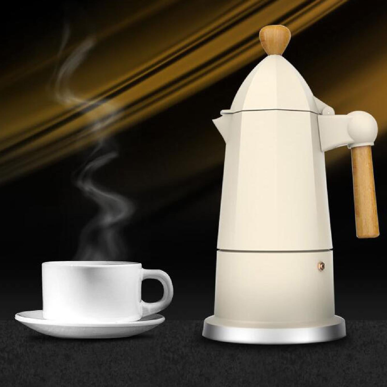 Italian Moka Pot 6 Cups Octagonal Espresso Maker for Camping Restaurant Cafe White