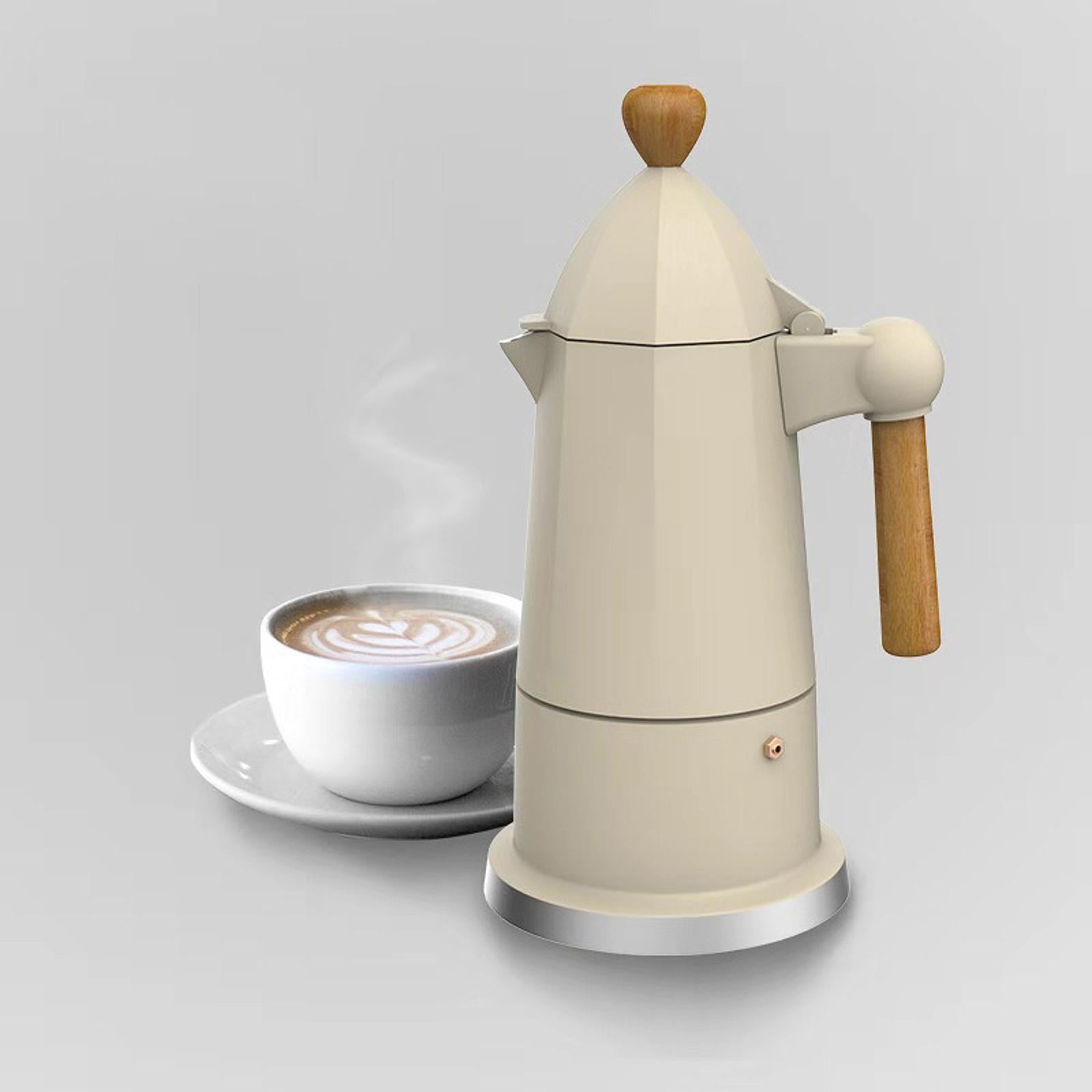 Italian Moka Pot 6 Cups Octagonal Espresso Maker for Camping Restaurant Cafe White