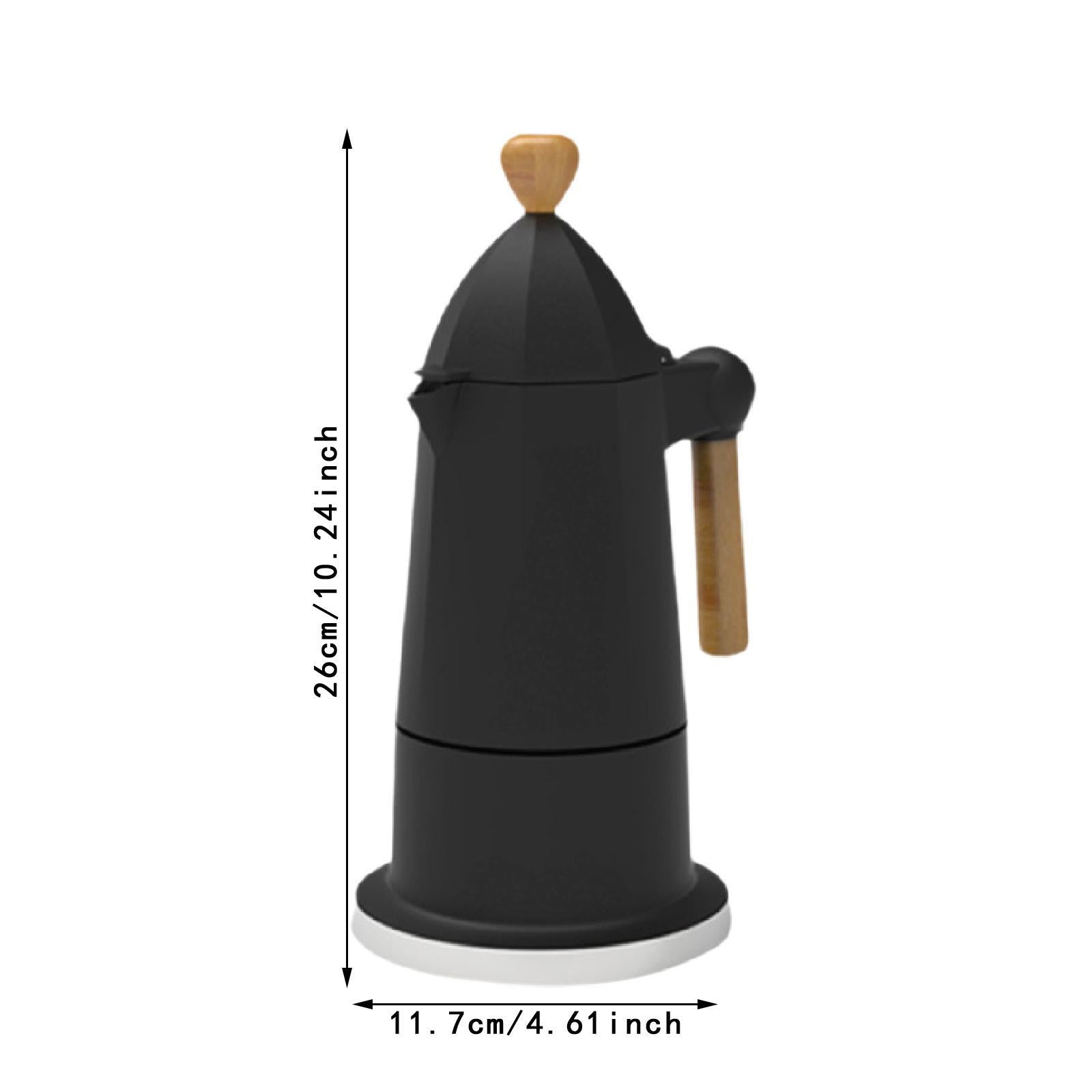 Italian Moka Pot 6 Cups Octagonal Espresso Maker for Camping Restaurant Cafe Black