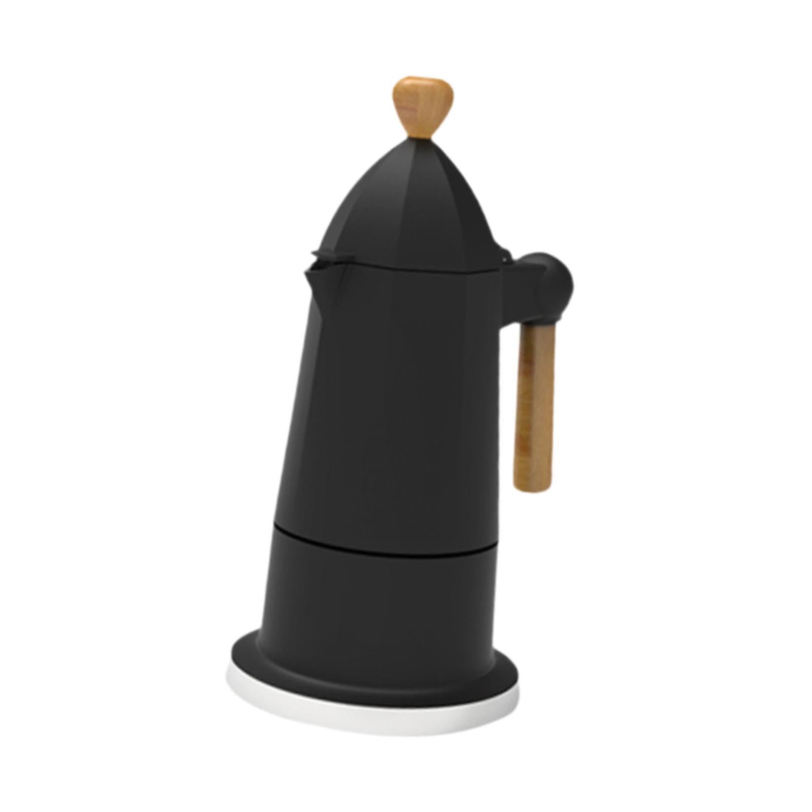 Italian Moka Pot 6 Cups Octagonal Espresso Maker for Camping Restaurant Cafe Black