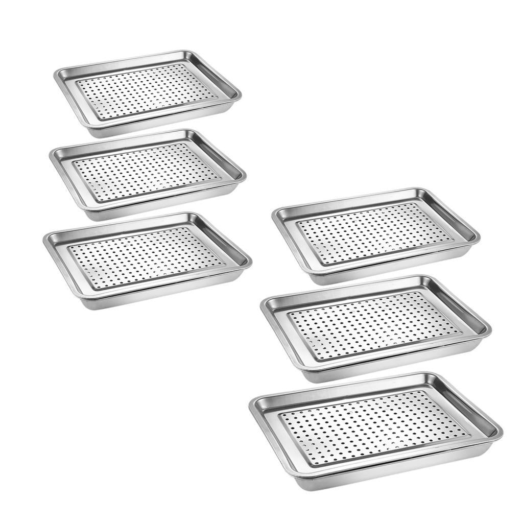 Tea Serving Tray Draining Water Stainless Steel Teacup Tray for Home Kitchen 27cmx20cm