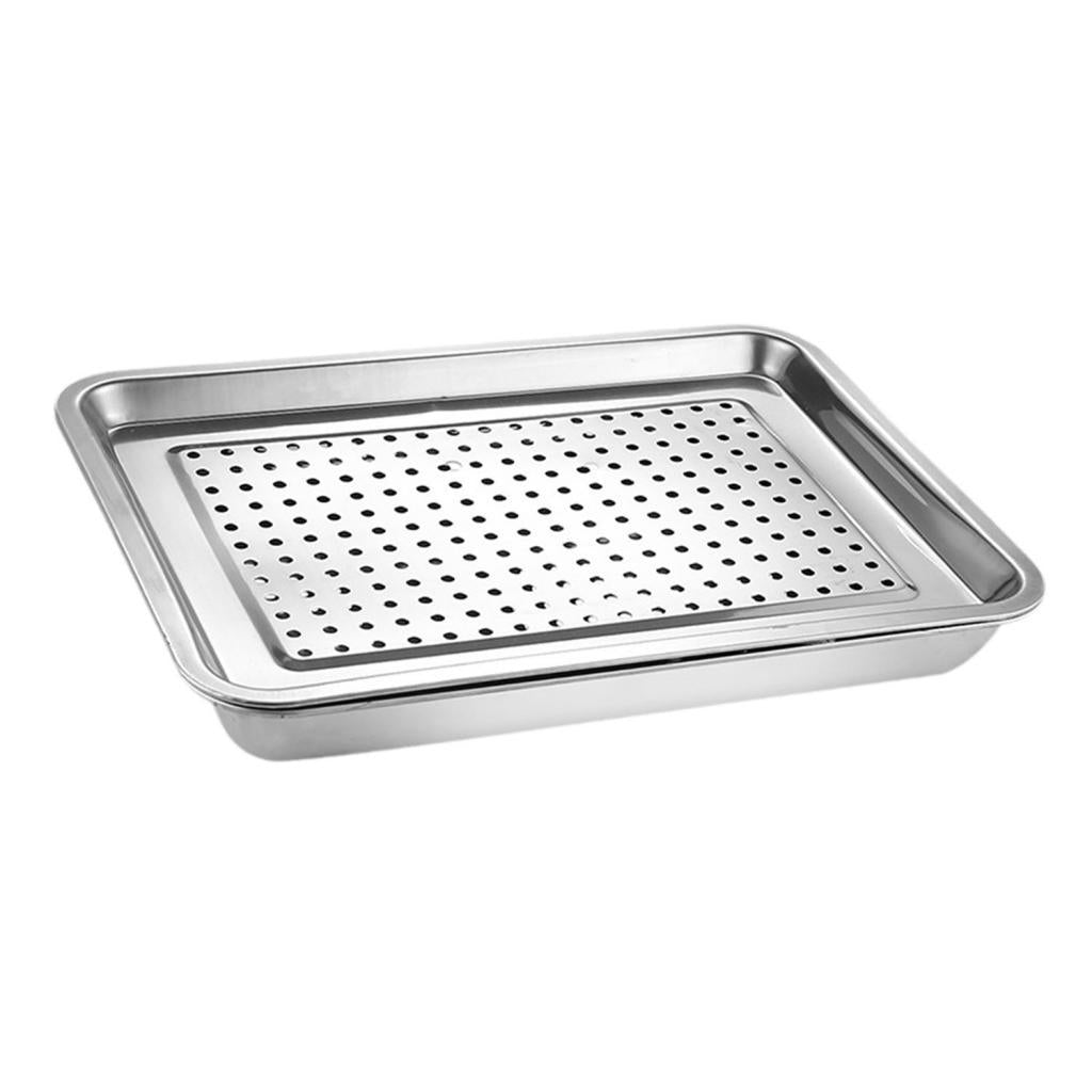 Tea Serving Tray Draining Water Stainless Steel Teacup Tray for Home Kitchen 40cmx30cm