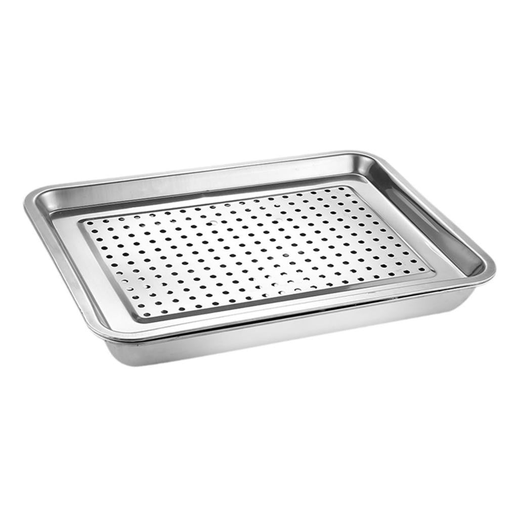 Tea Serving Tray Draining Water Stainless Steel Teacup Tray for Home Kitchen 45cmx35cm