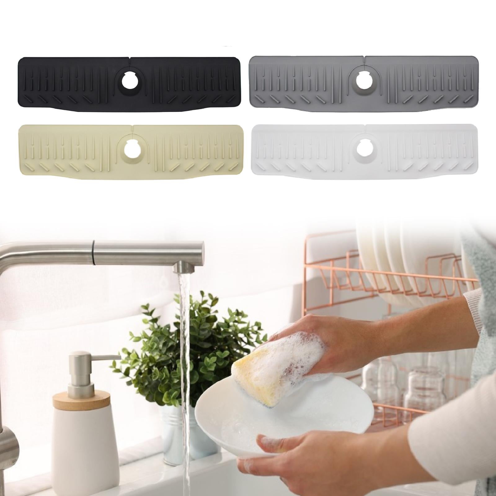 Kitchen Sink Faucet Mat Drain Pad Counter Campers Washroom Home Splash Guard Black